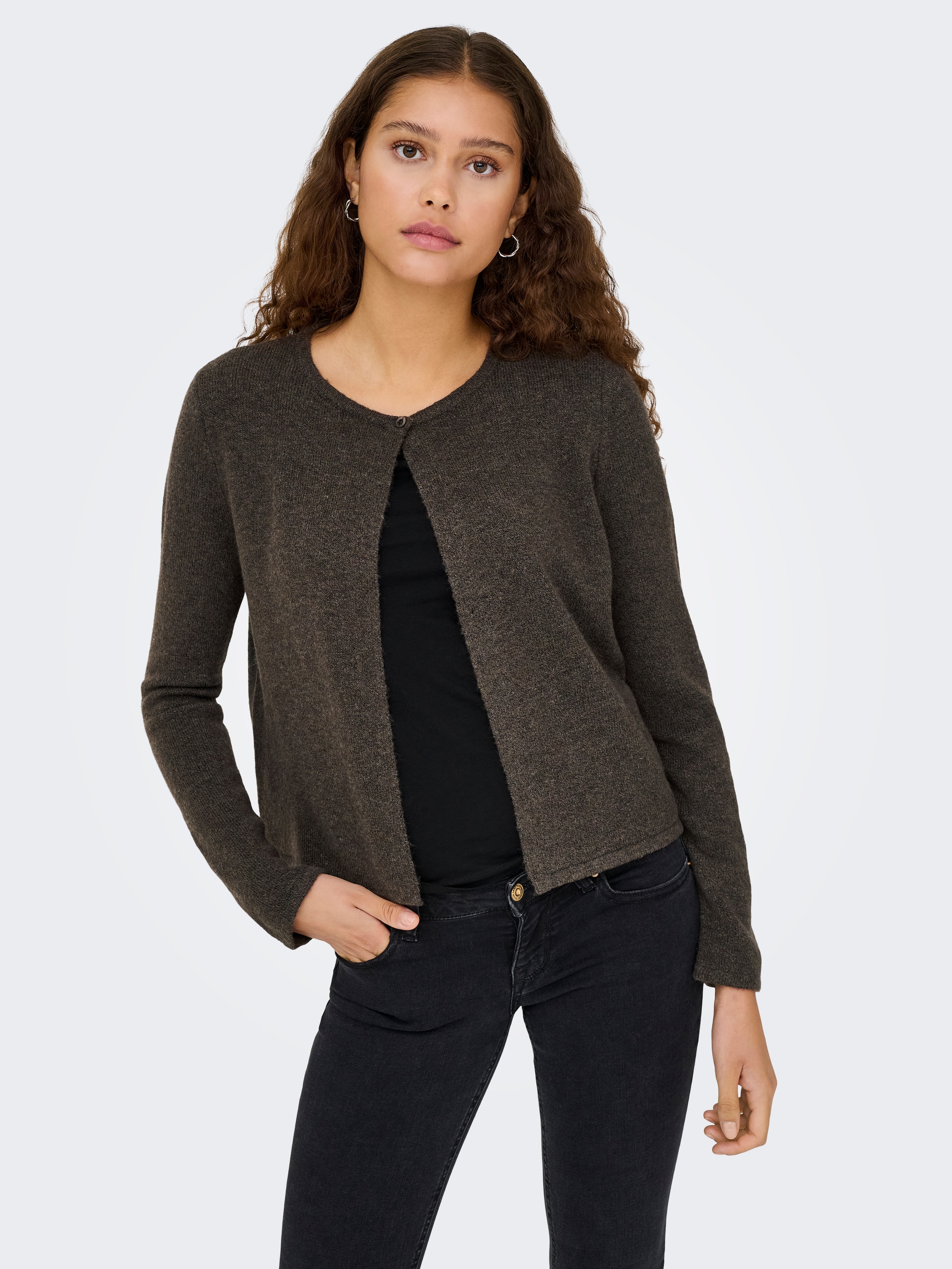 JDY Strickjacke »JDYRUE LIFE L/S ONEBUTTON CARDI KNT NOOS« Materialmix