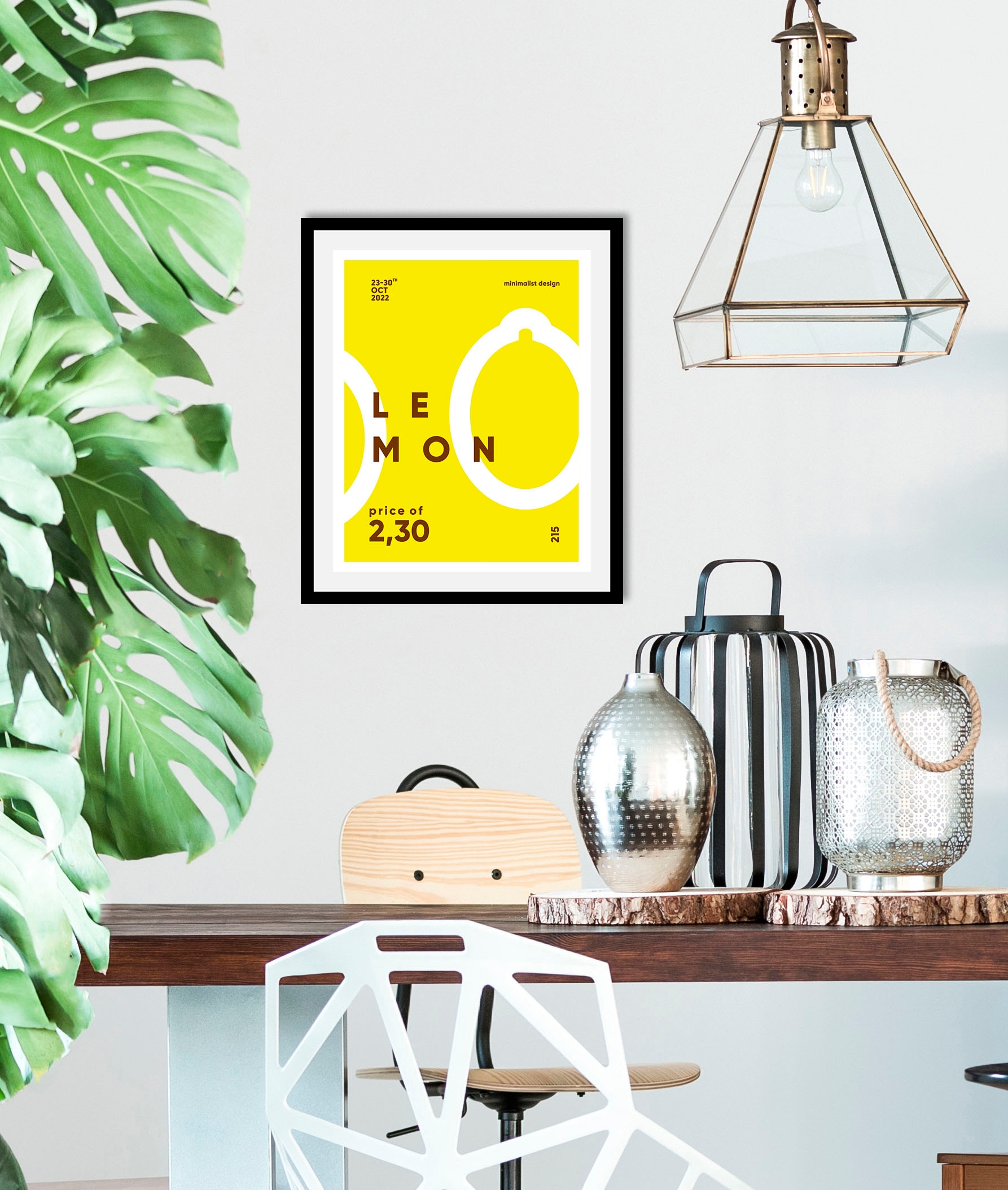 Image of queence Bild "Lemon" Abstrakt Figuren Obst Obst Bilder Schriftzug 1 Stk. tlg. gerahmt