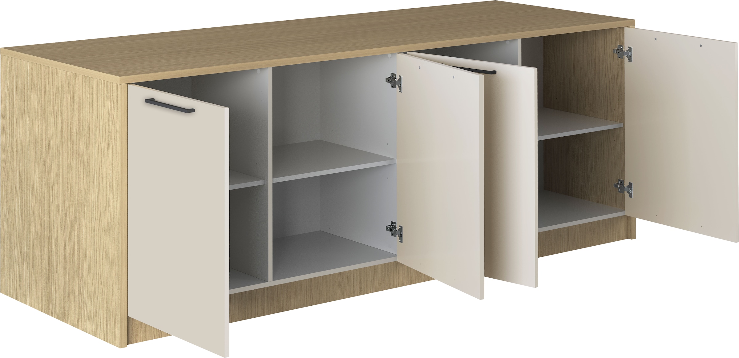 KOCHSTATION Ilot de cuisine »KS-Luna« largeur 225 cm, 4 portes, 8 compartiments intérieurs, 4 places assises, portes amorties