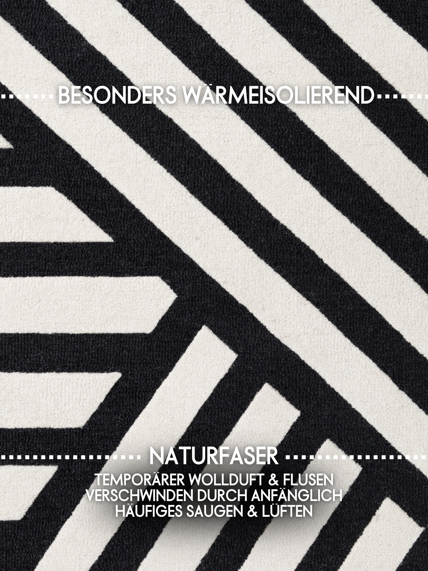 ELLE DECORATION Wollteppich »Noir« rechteckig 12 mm Höhe Wolle, Natur, Wohnzimmer, Schlafzimmer, Modern, Geometrisch, Streifen