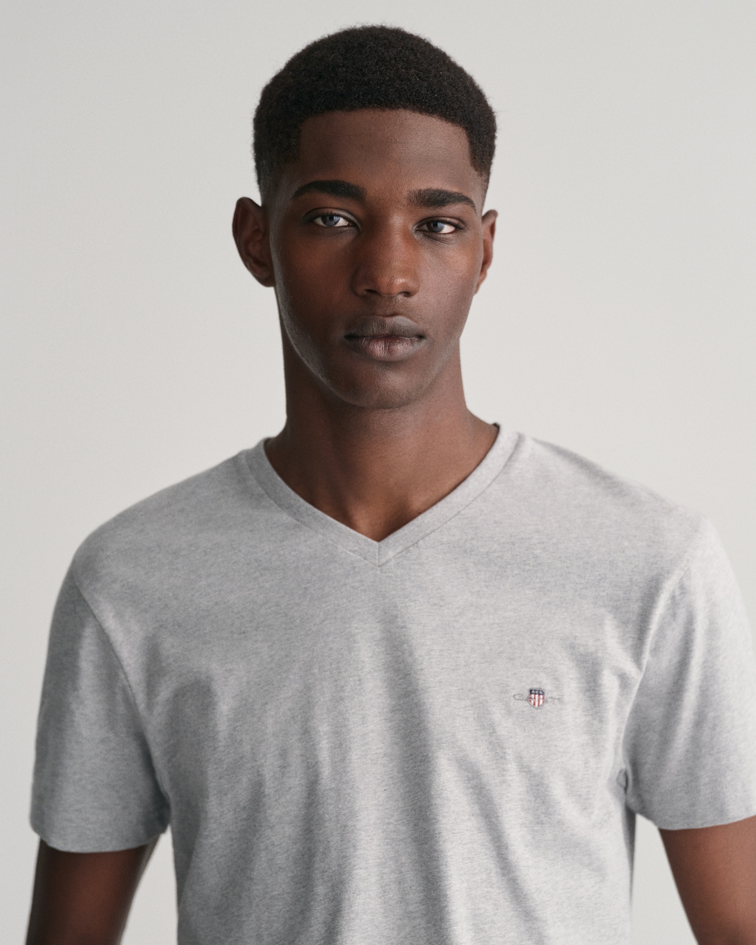 Gant T-Shirt »SLIM SHIELD V-NECK T-SHIRT«, mit einer kleinen Logostickerei auf der Brust