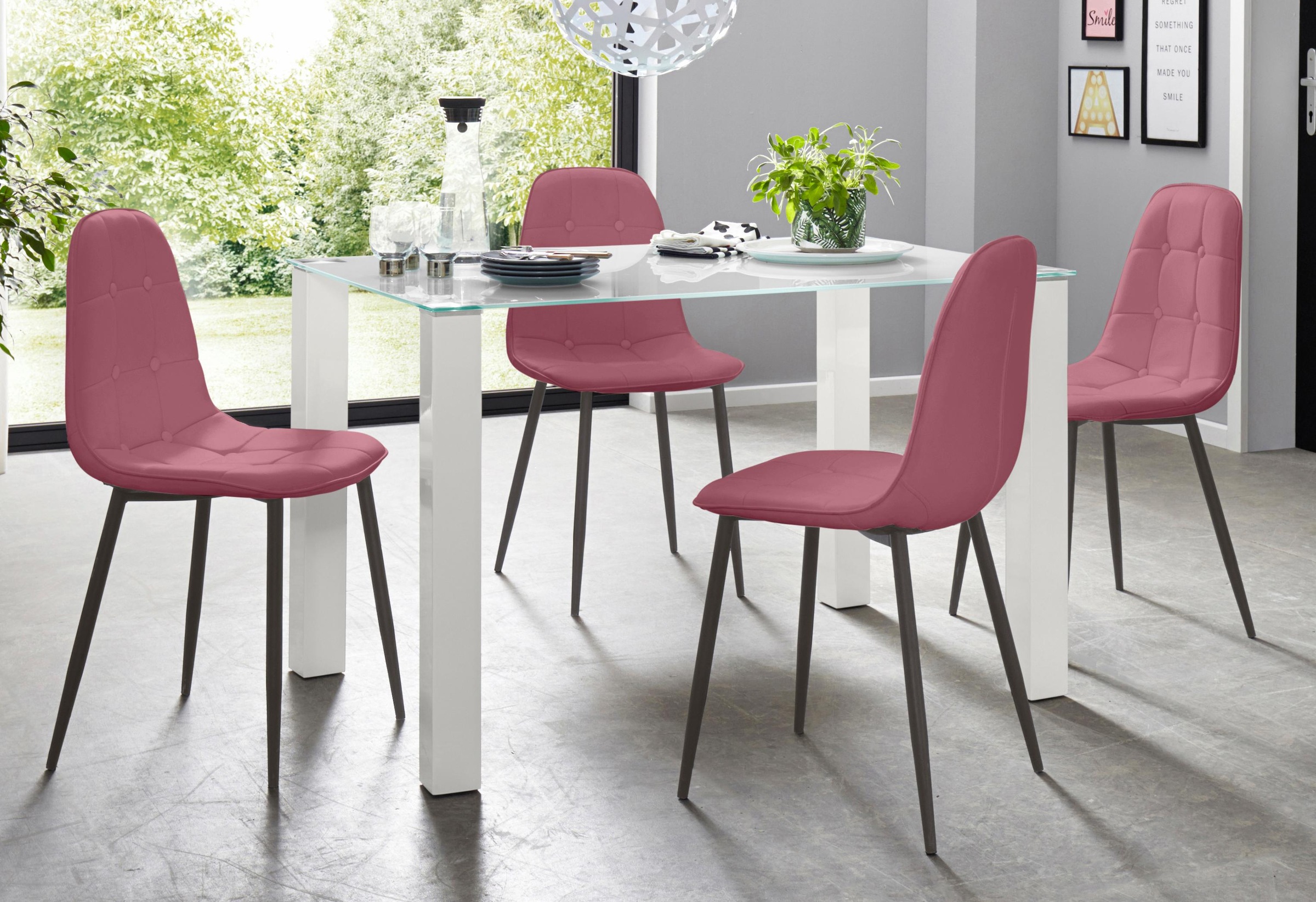Image of GOODproduct Essgruppe Set, 5 Stk. tlg. mit Glastisch, Breite 120 cm