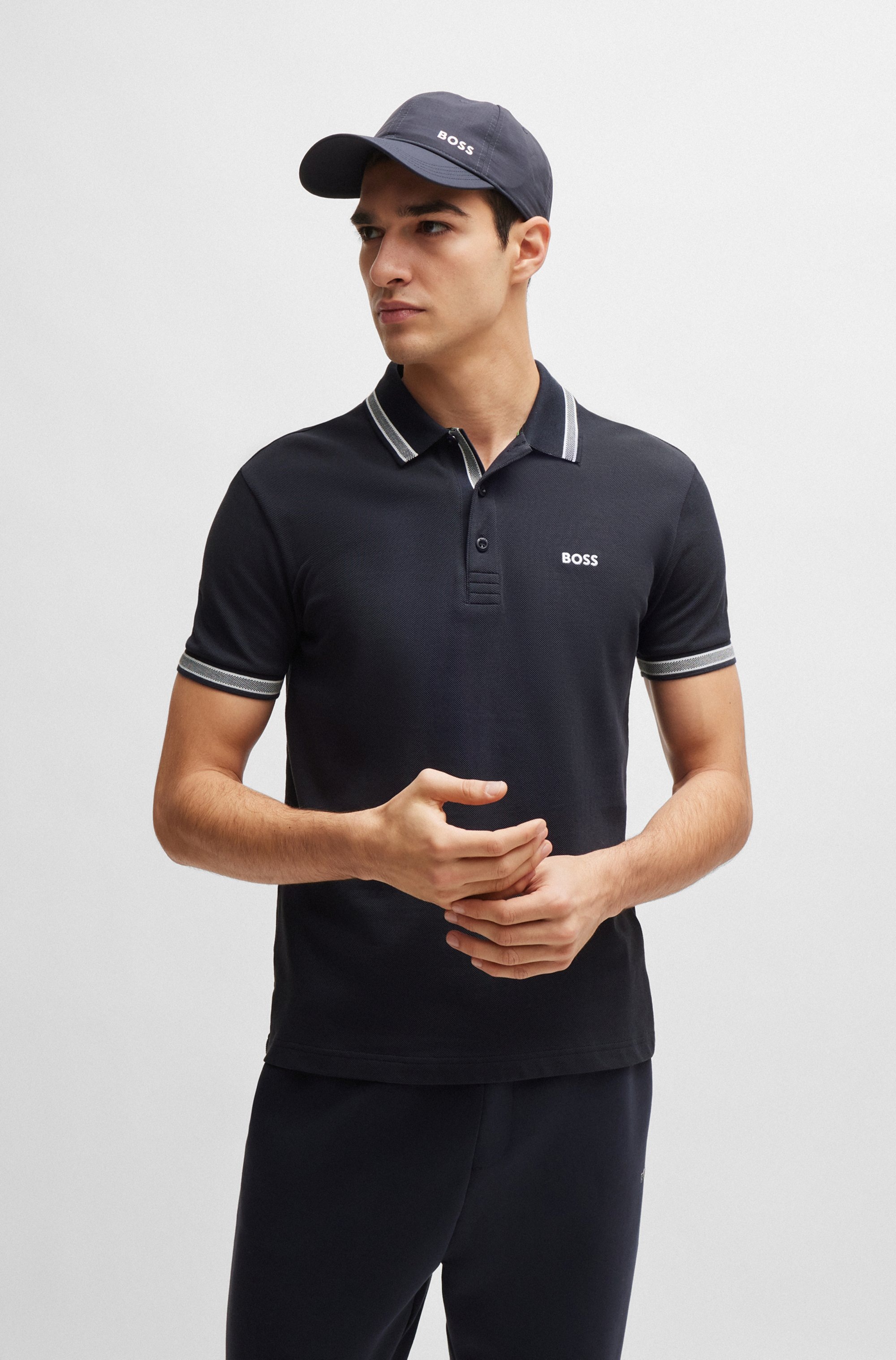 Image of BOSS GREEN Poloshirt "Paddy" atmungsaktive Piqué-Webstruktur, Flachstrickkragen, gerader Schnitt