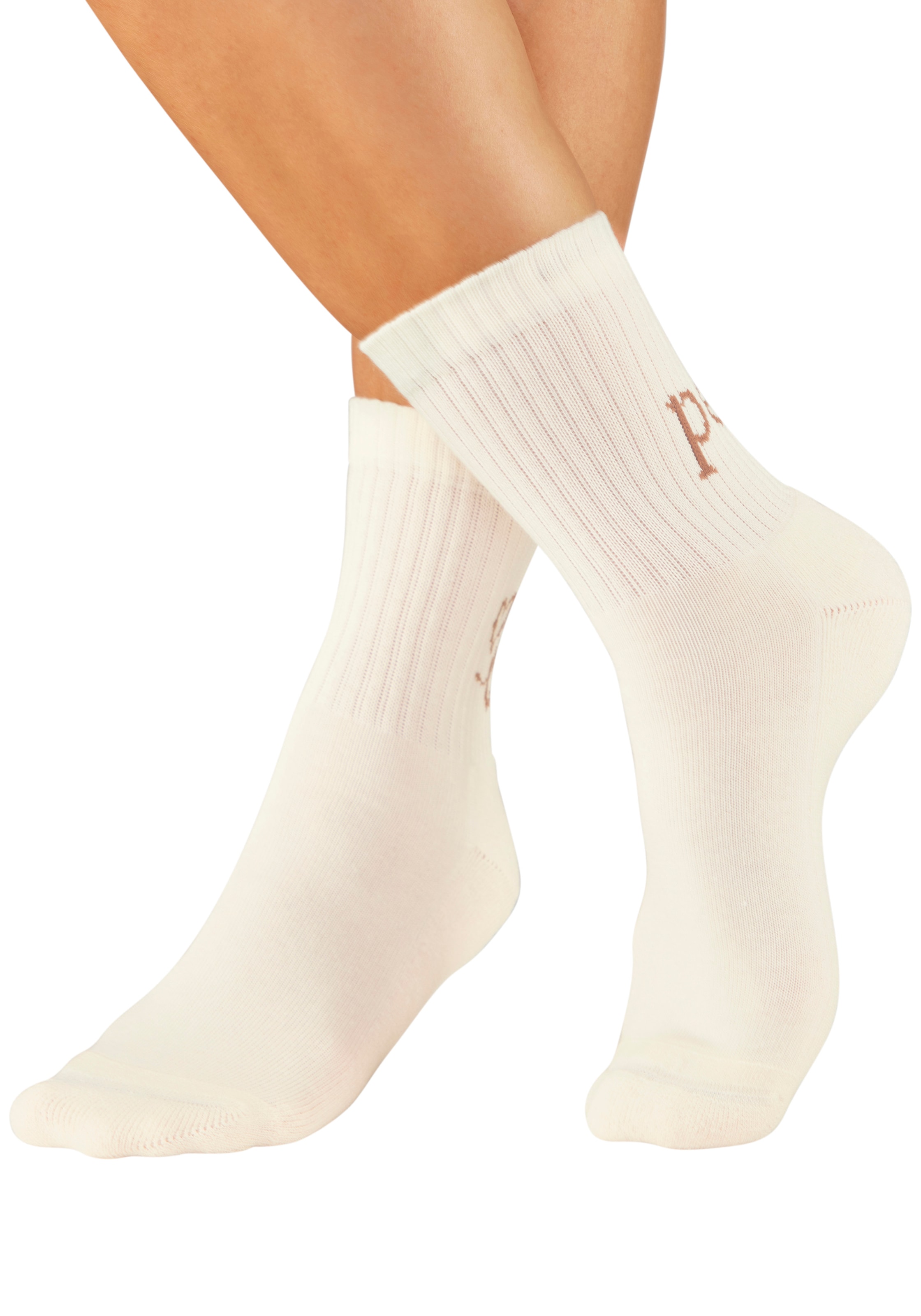 H.I.S Tennissocken »Damen Sportsocken daily socks« Packung, 7 Paar tlg. mit Fussfrottee und ansprechenden Schriftzügen