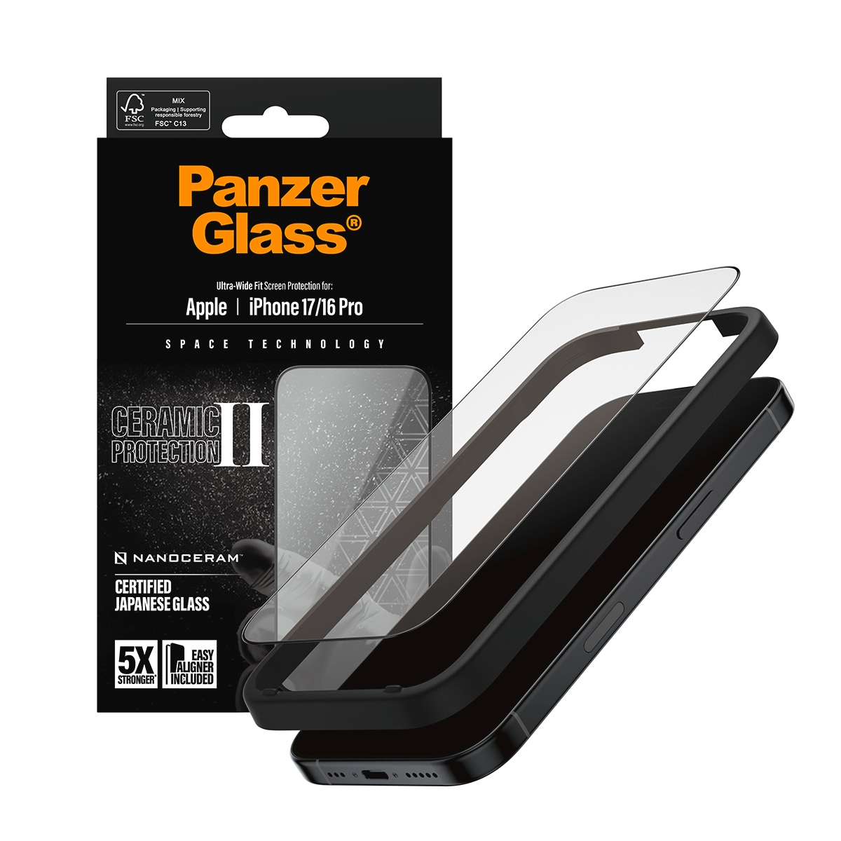 CARE by PanzerGlass Verre de protection d'écran »Ceramic II Ultra-Wide Fit Screen Protector« für Apple iPhone 17;Apple iPhone 16 Pro Displayschutzfolie, Schutzfolie, Bildschirmschutz, kratz- & stossfest