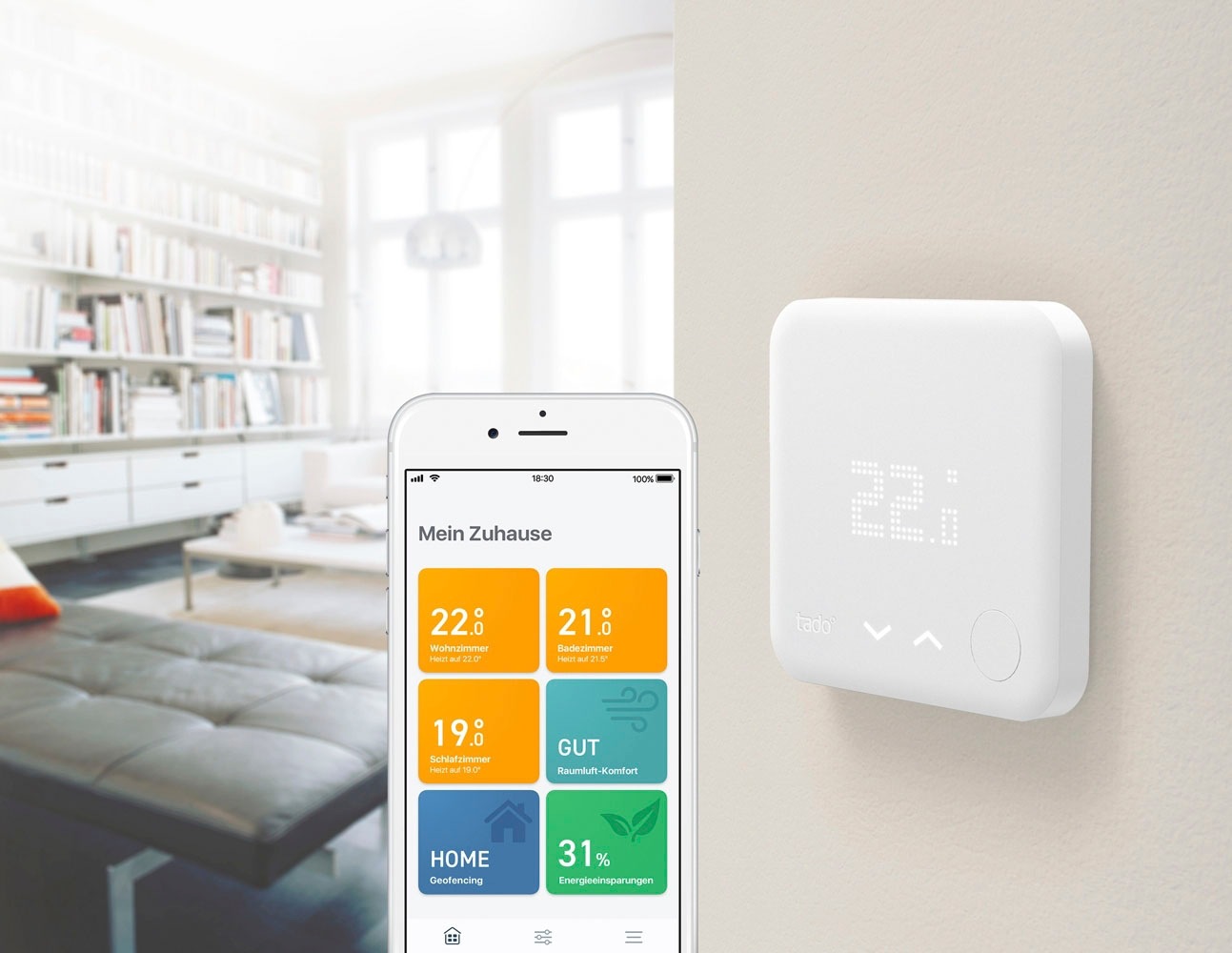 Tado Heizkörperthermostat »Starter Kit - Smartes Thermostat V3+ (Verkabelt) für Heizthermen«