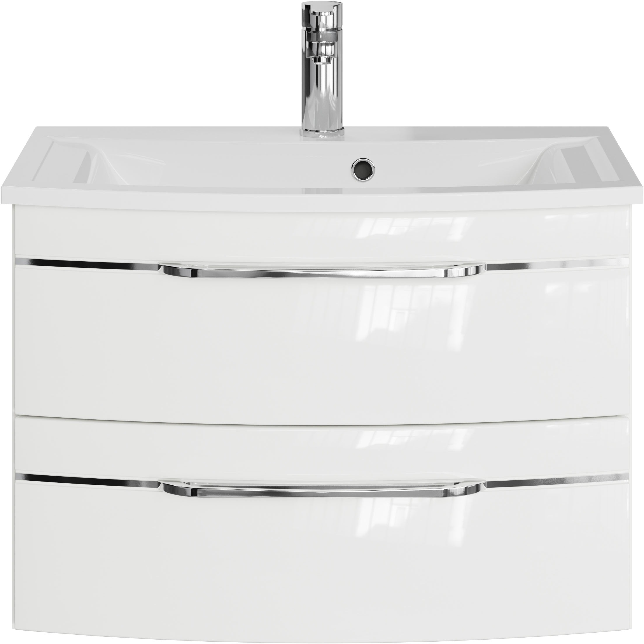 Saphir Waschtisch "Serie 7045 Mineralmarmor-Waschtisch und Unterschrank, 71,5 cm breit" Waschplatz mit 2 Schubladen, Badmöbel Set mit Waschtisch