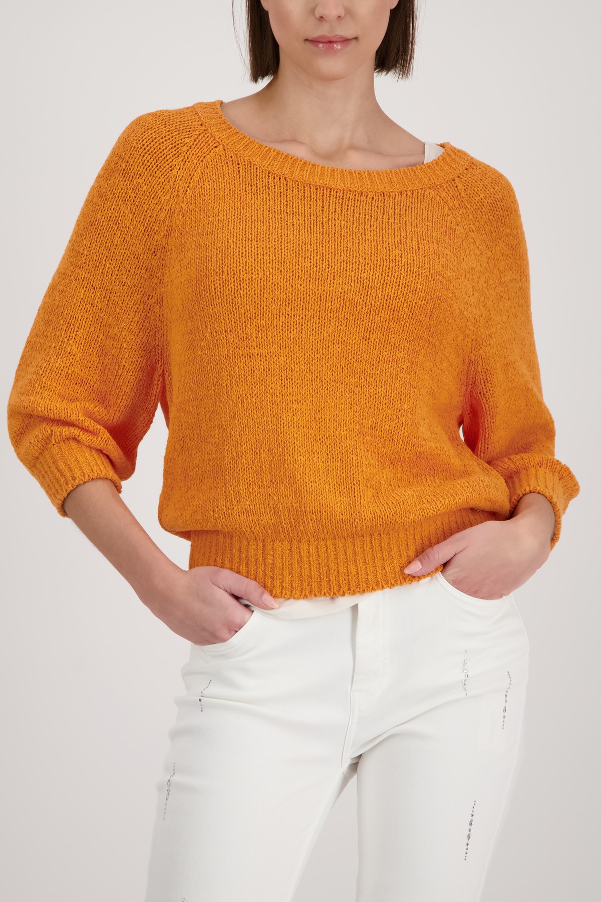 Image of Monari Strickpullover "Pullover Basic Bändchen" Regular fit aus Bändchengarn