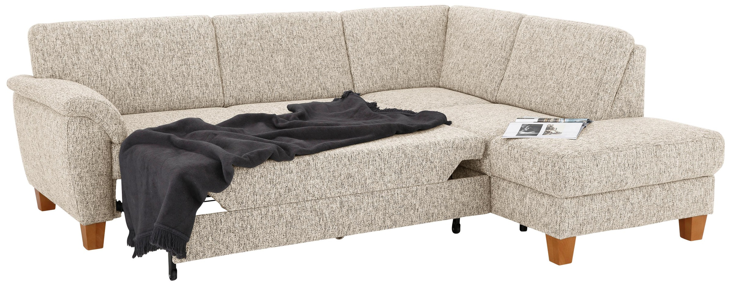 Home affaire Ecksofa »Alta L-Form«, mit Federkern und Kontrastnaht, Füsse Buche eichefarben