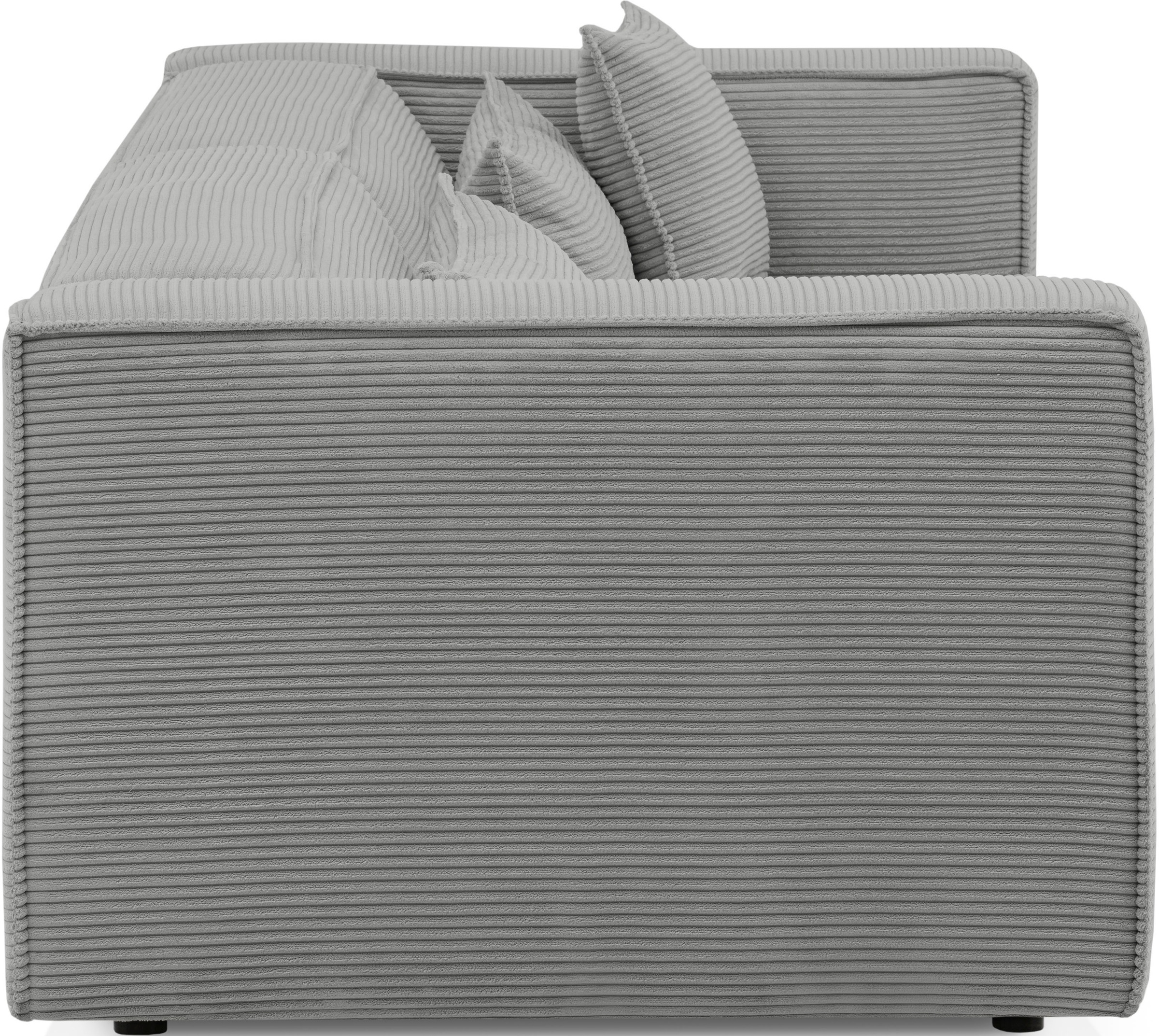 LeGer Home by Lena Gercke 3-Sitzer »PIARA, Couch mit Kedernaht, Sofa in Cord oder Leinenoptik«, schwarze Füsse, bequemer Sitzkomfort