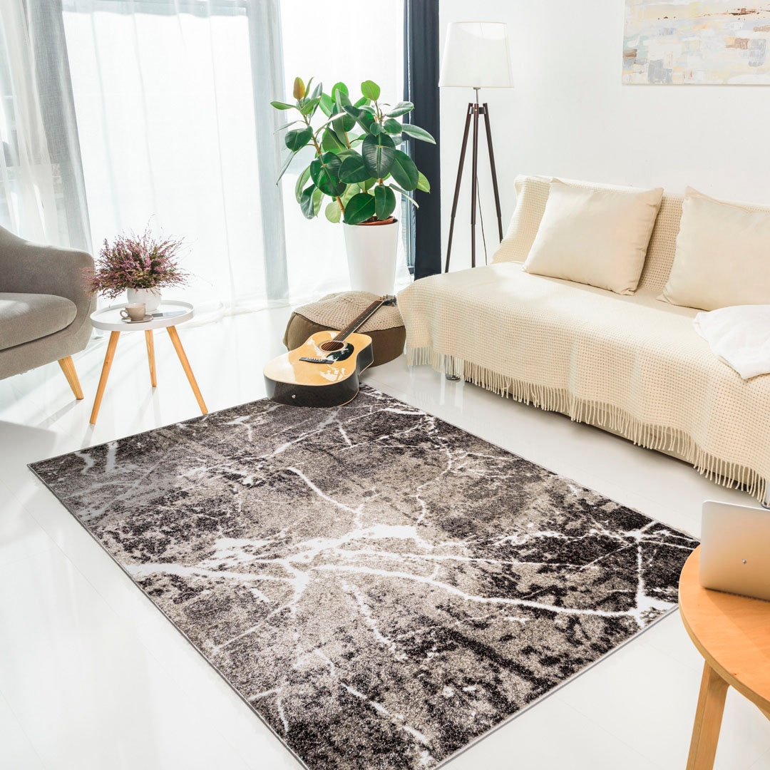 my home Teppich »Manrik«, rechteckig, 9 mm Höhe, mit besonders weichem Flor, Kurzflor, modernes Marmor-Design