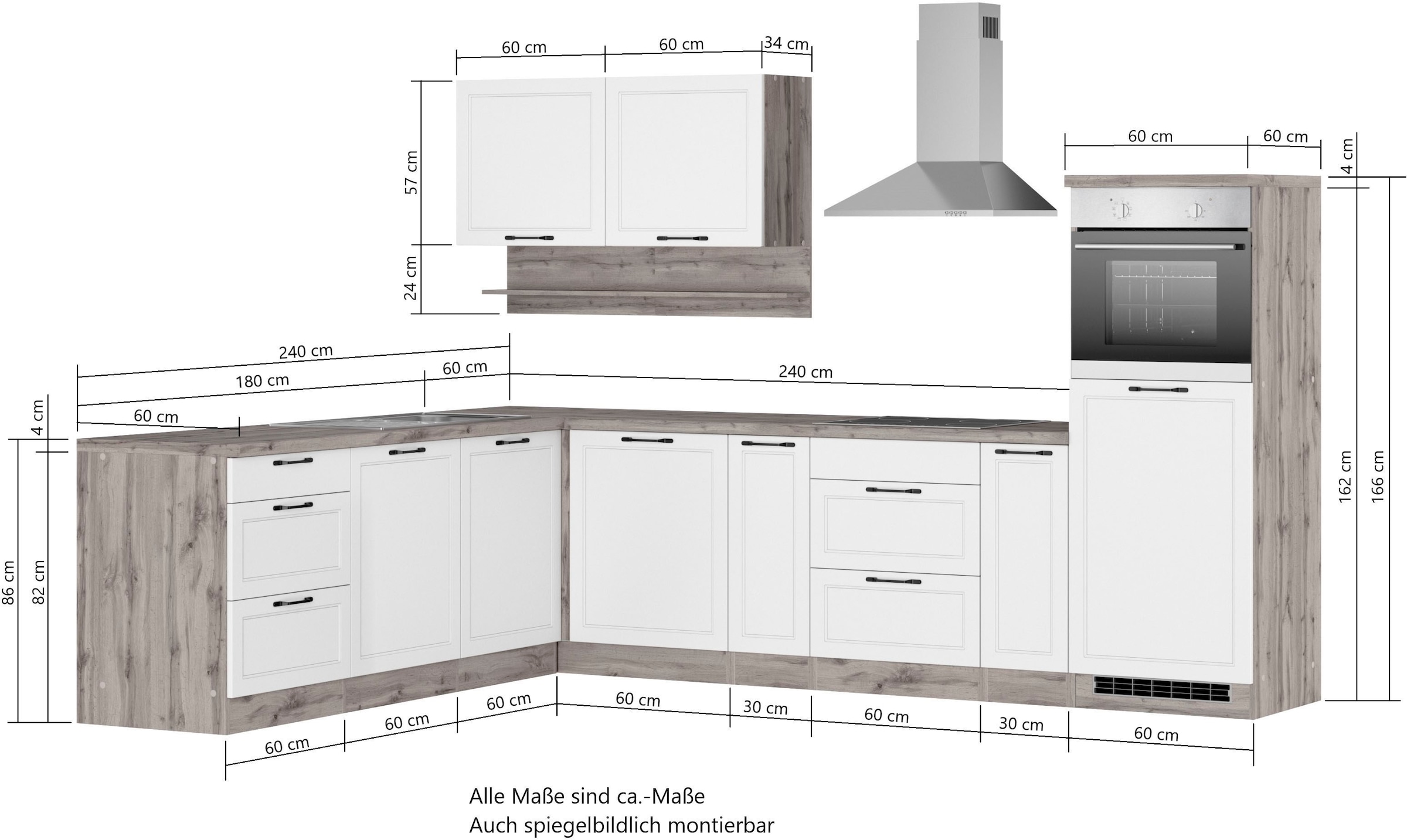 KOCHSTATION »KS-Lana« Stellbreite 240/300 cm, wahlweise mit E-Geräten