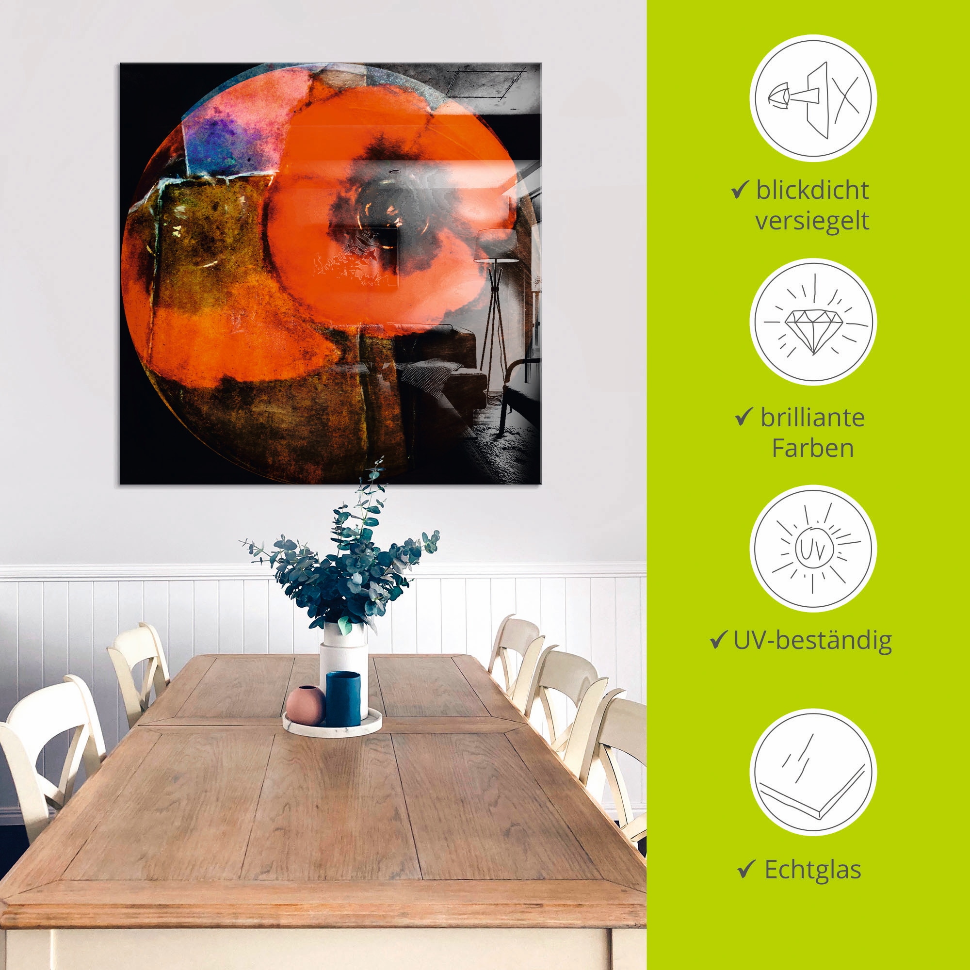 Artland Glasbild »Roter Mohn - abstrakt«, Blumen, (1 St.), in verschiedenen Grössen