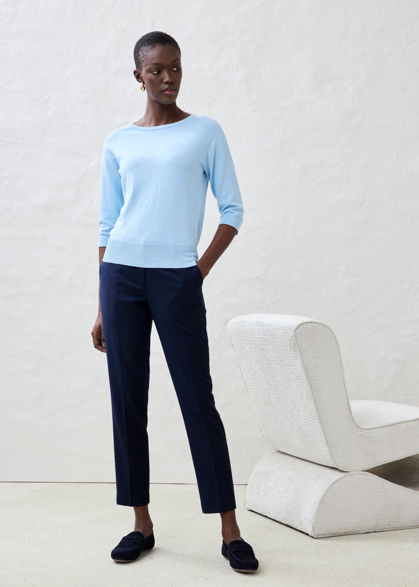 bonprix Strickpullover Oversize-Passform, 3/4-Ärmel, aus Seide und Baumwolle