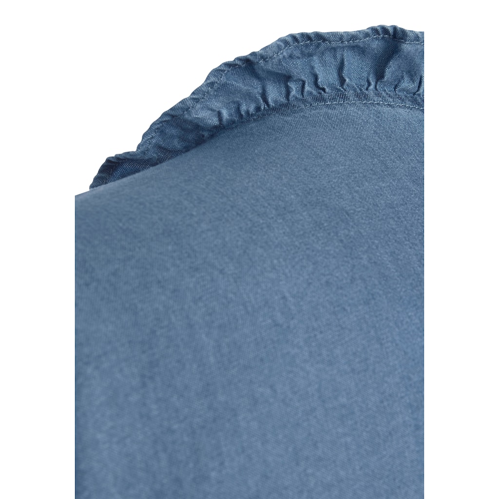 LASCANA Jeanskleid, mit Rüsche am Kragen und Knopfleiste, Blusenkleid, Tunikakleid