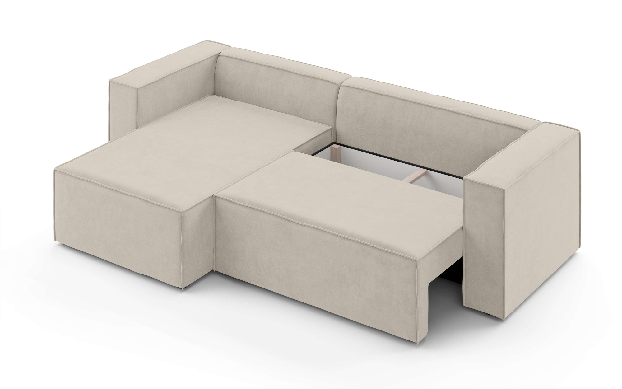 INOSIGN Ecksofa »LINCOLNVILLE mit Bettfunktion und Bettkasten, Masse B/H/T 244/76/150 cm«, L-Form mit Wellenunterfederung, Recamiere beidseitig montierbar