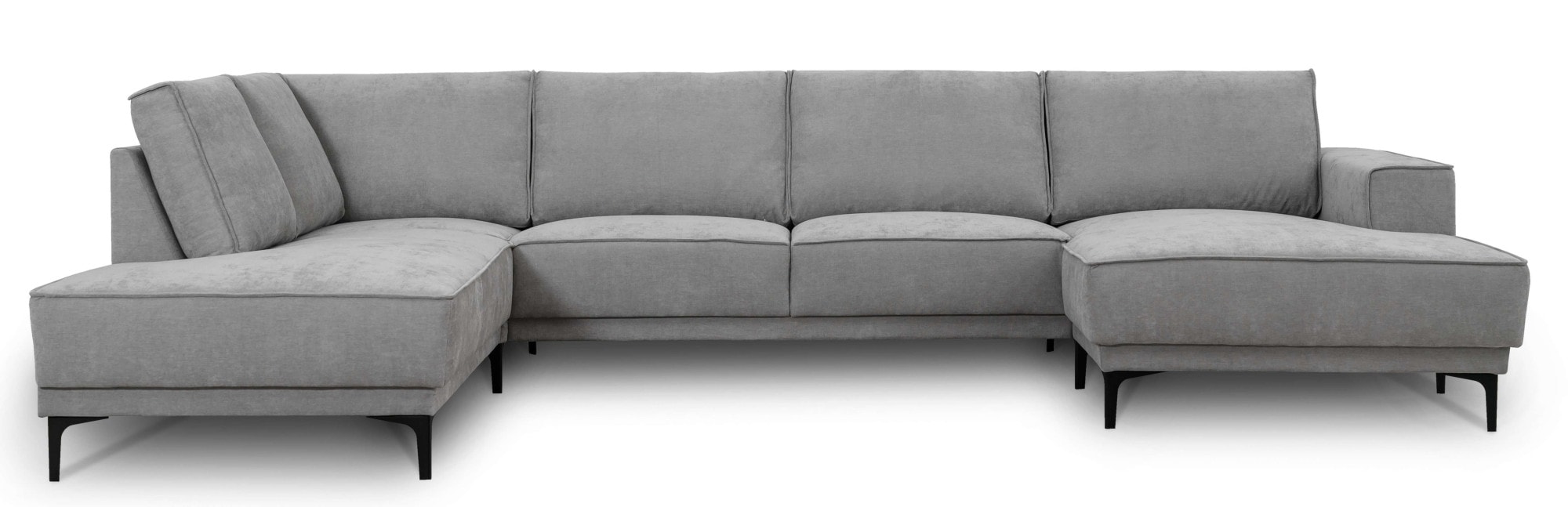 PLACES OF STYLE Wohnlandschaft »XXL Sofa Oland, Struktur, Flachgewebe, Luxus-Microfaser, Boucle« U-Form, 345 cm, Wellenunterfederung, Skandi-Design, Metallfüsse