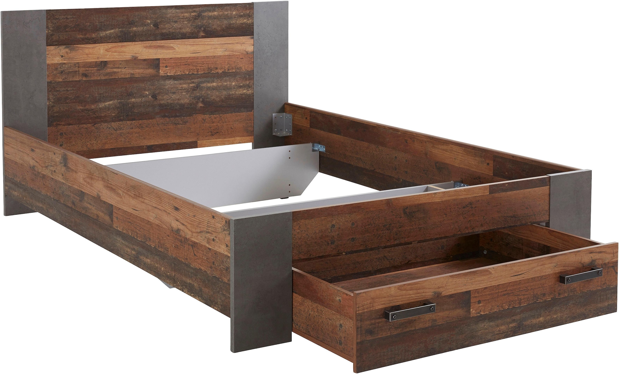 FORTE Bett »Clif, Jugendbett, Belastbarkeit 120 KG, Schubkasten optional« Liegefläche 140cmx200cm,  Industrial Design