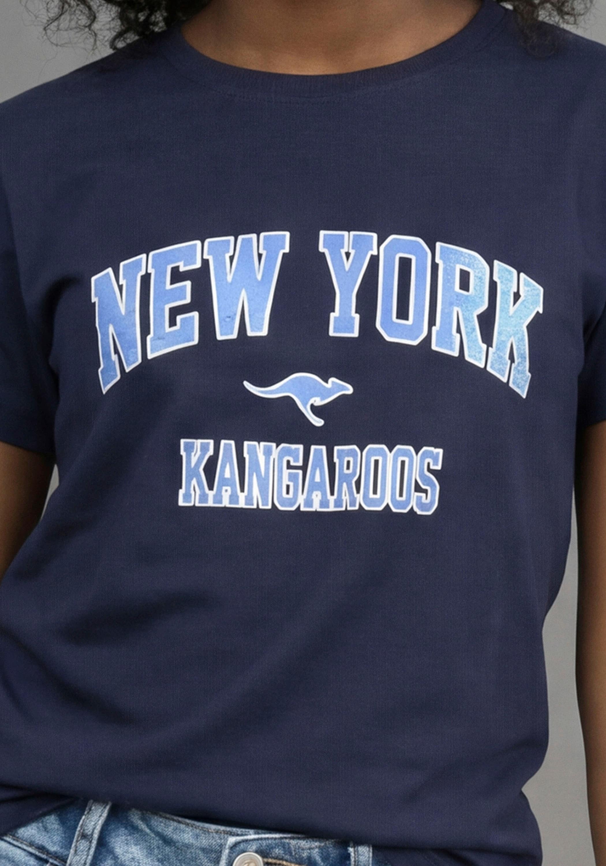 KangaROOS T-shirt »Kangaroos Shirt mit NEW YORK Druck« für Mädchen, Kurzarm, bedrucktes Design, Basic Passform