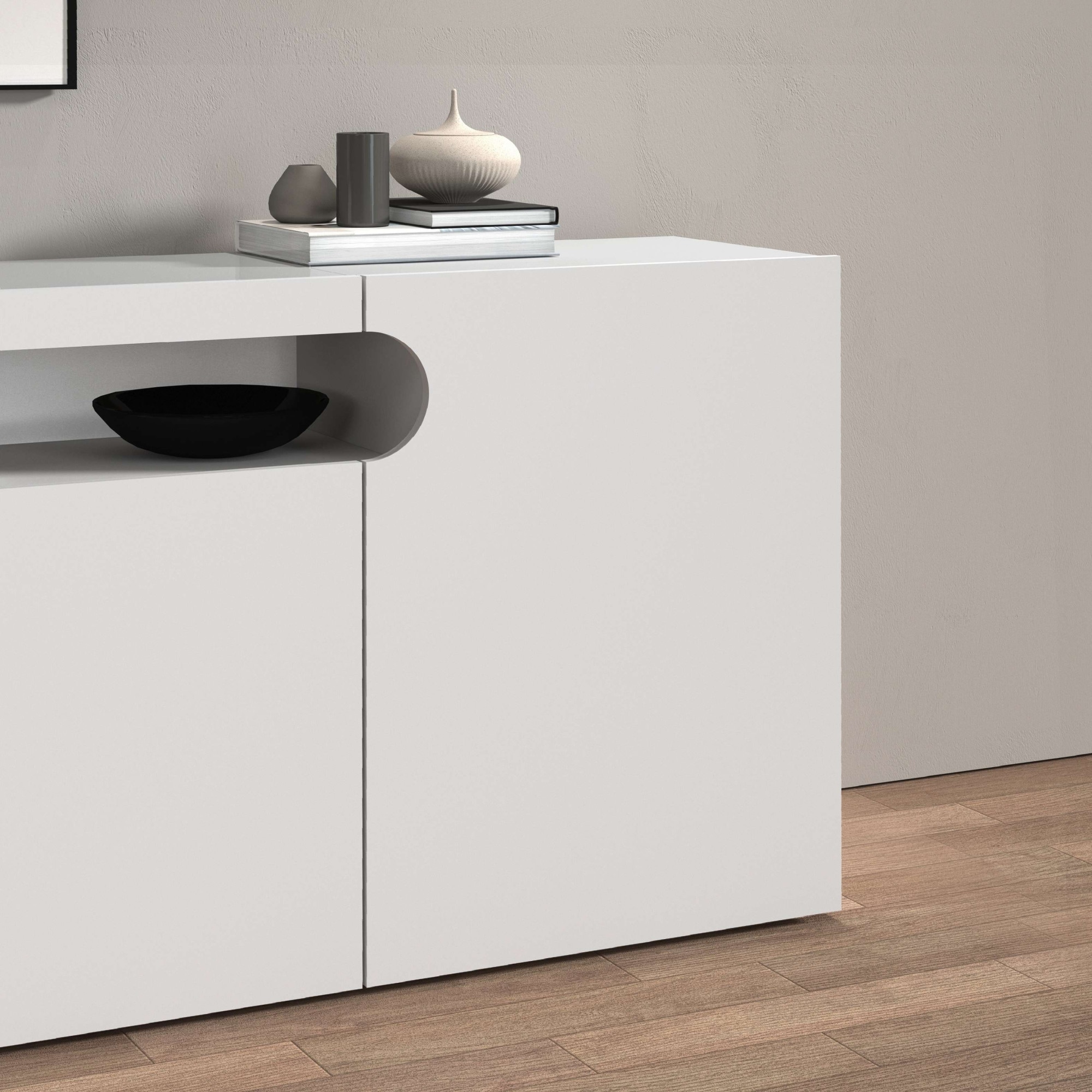 GOODproduct Buffet »Sideboard REAL, Kommode, Schrank, Kredenz« 1 cuis tlg. Avec 4 portes, dont 2 arrondies formant une niche ovale ouverte