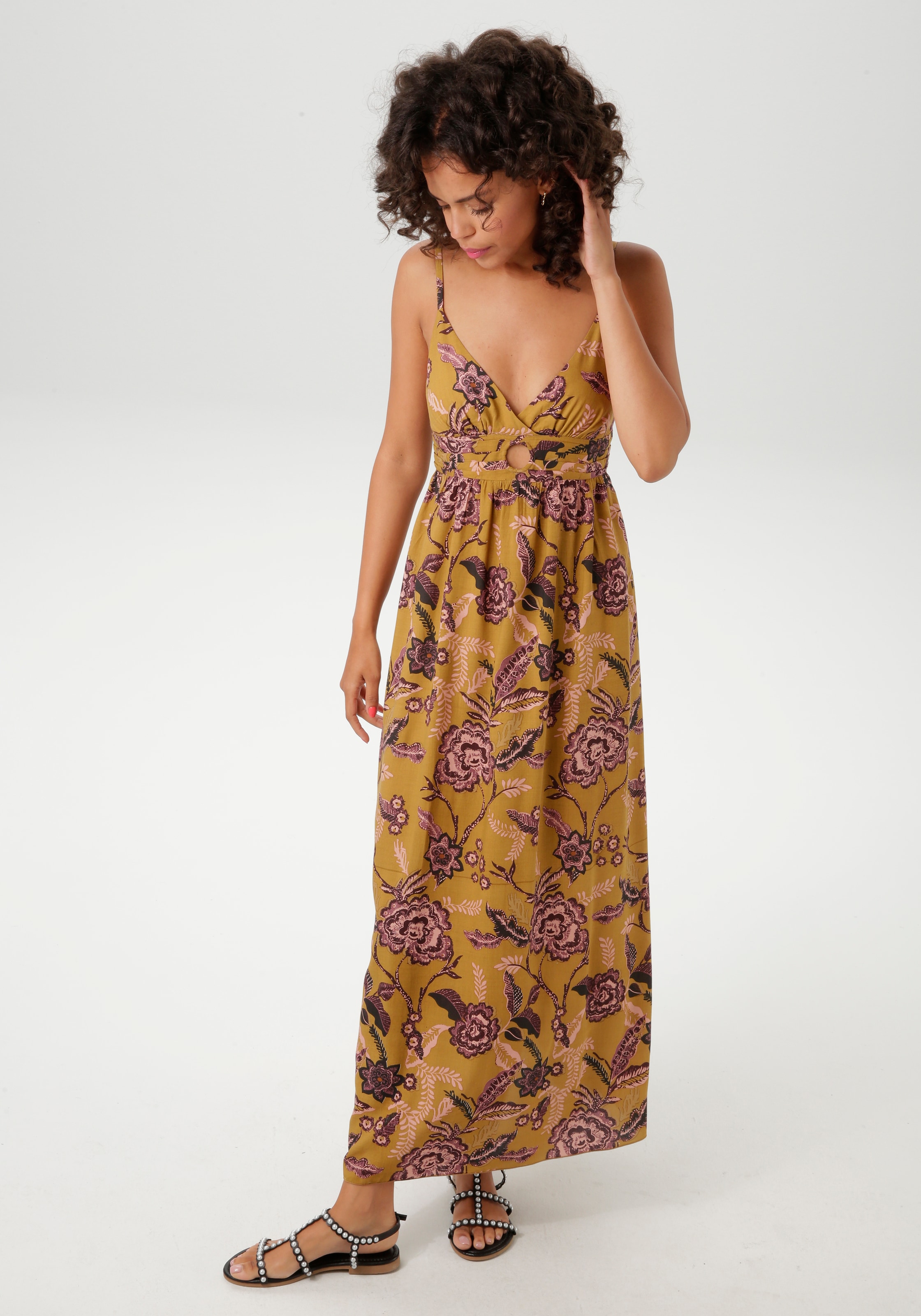 Aniston CASUAL Sommerkleid, mit farbharmonischen, grossflächigen Blumendruck