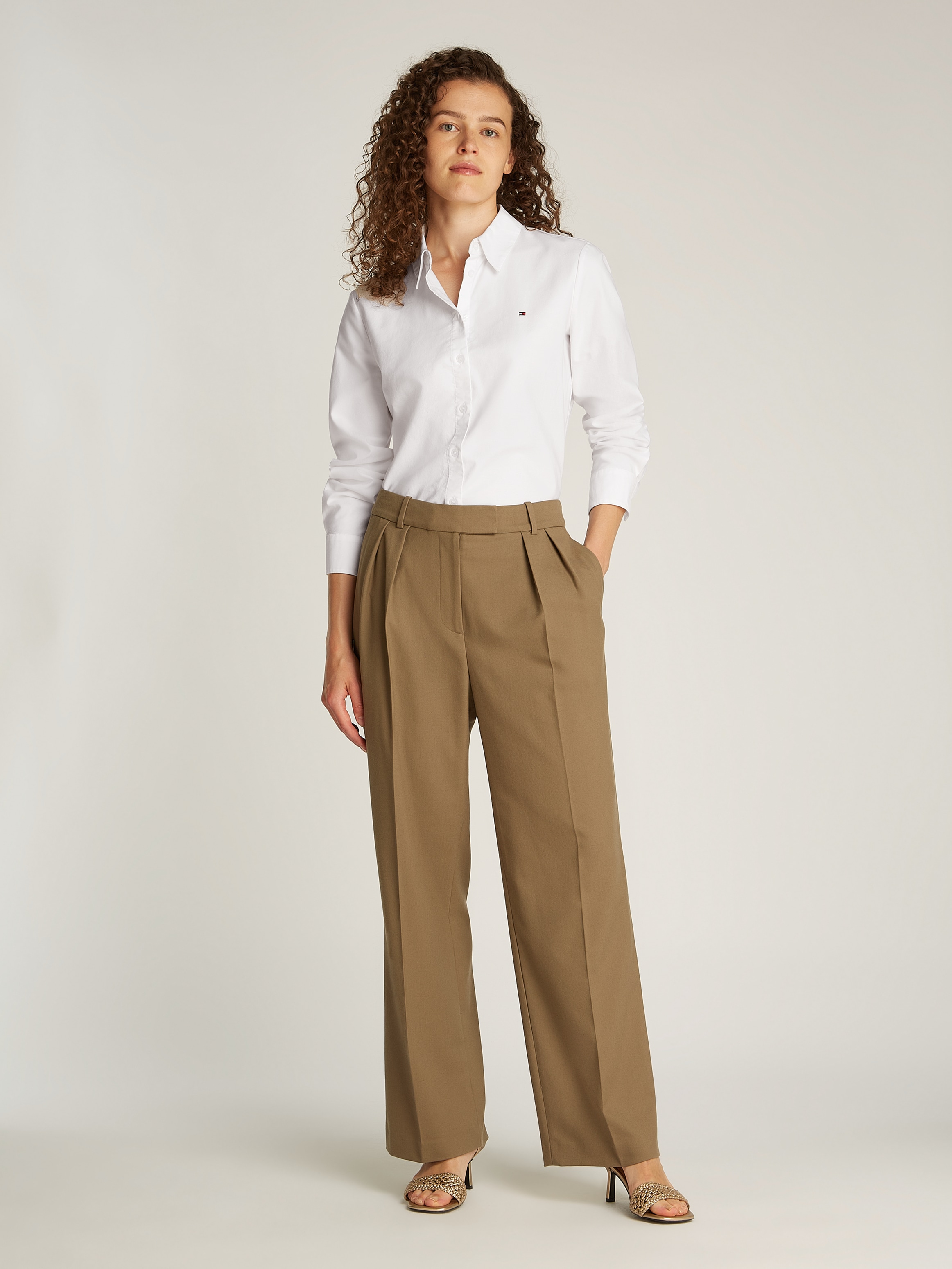 Tommy Hilfiger Hemdbluse »OXFORD RELAXED FIT SHIRT mit Hemdblusenkragen und Stickerei«, gestreift, klassisch, relaxed fit, Baumwolle, Kragen
