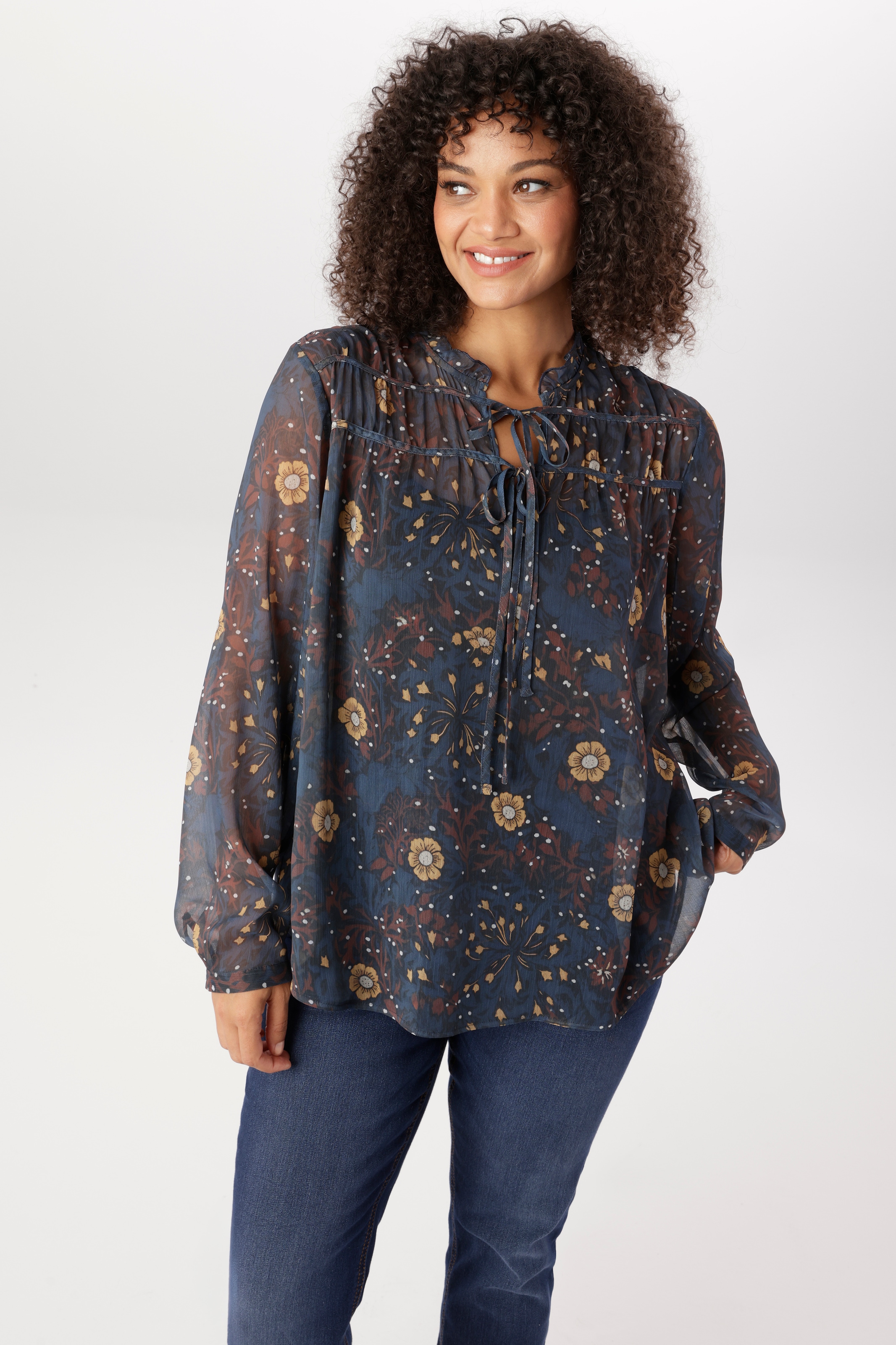 Image of Aniston PLUS Chiffonbluse mit Blumen Muster - NEUE KOLLEKTION