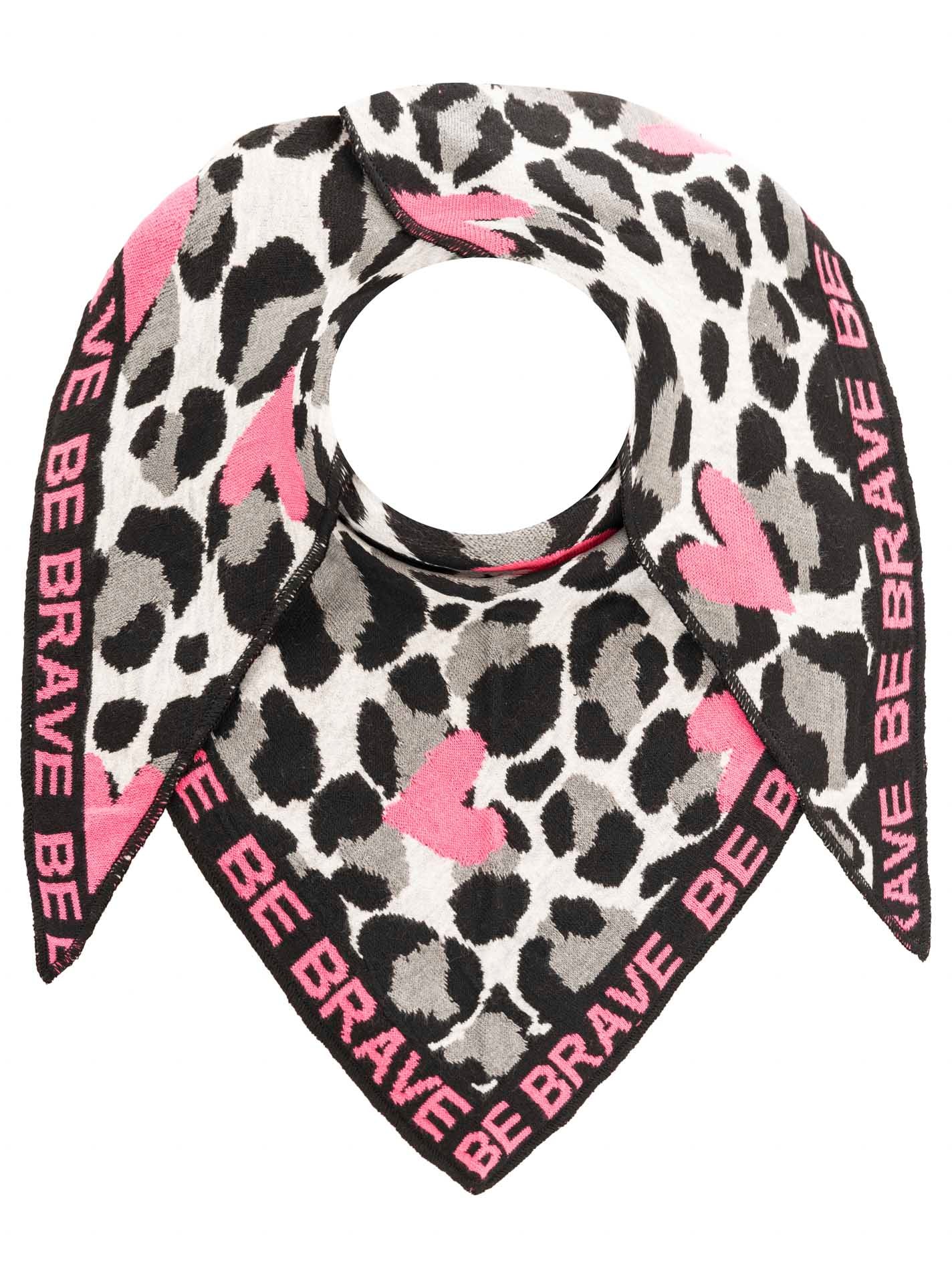 Zwillingsherz Dreieckstuch »"Be Brave"« Leomuster, mit pinken Herzen und Schriftzug, tolles Accessoire