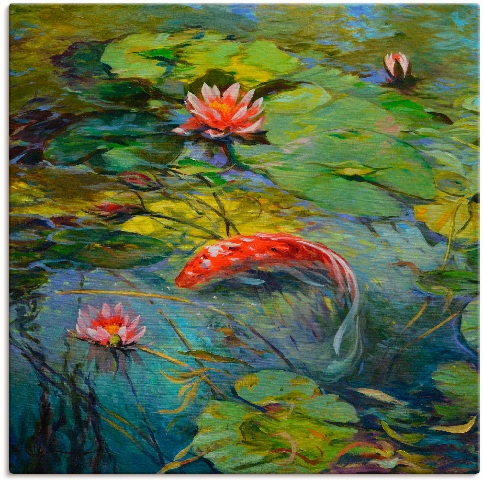 Image of Artland Leinwandbild "Roter Koi" Wassertiere 1 Stk. tlg. auf Holzrahmen gespannt