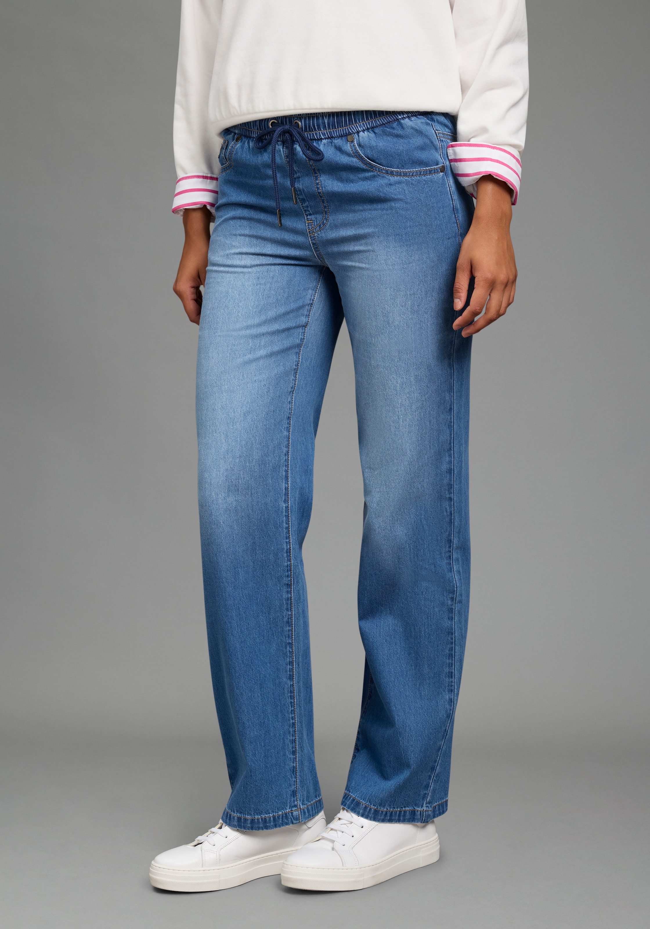 Image of Arizona Relax-fit-Jeans "mit Schnürung" mit geradem Bein, unifarben