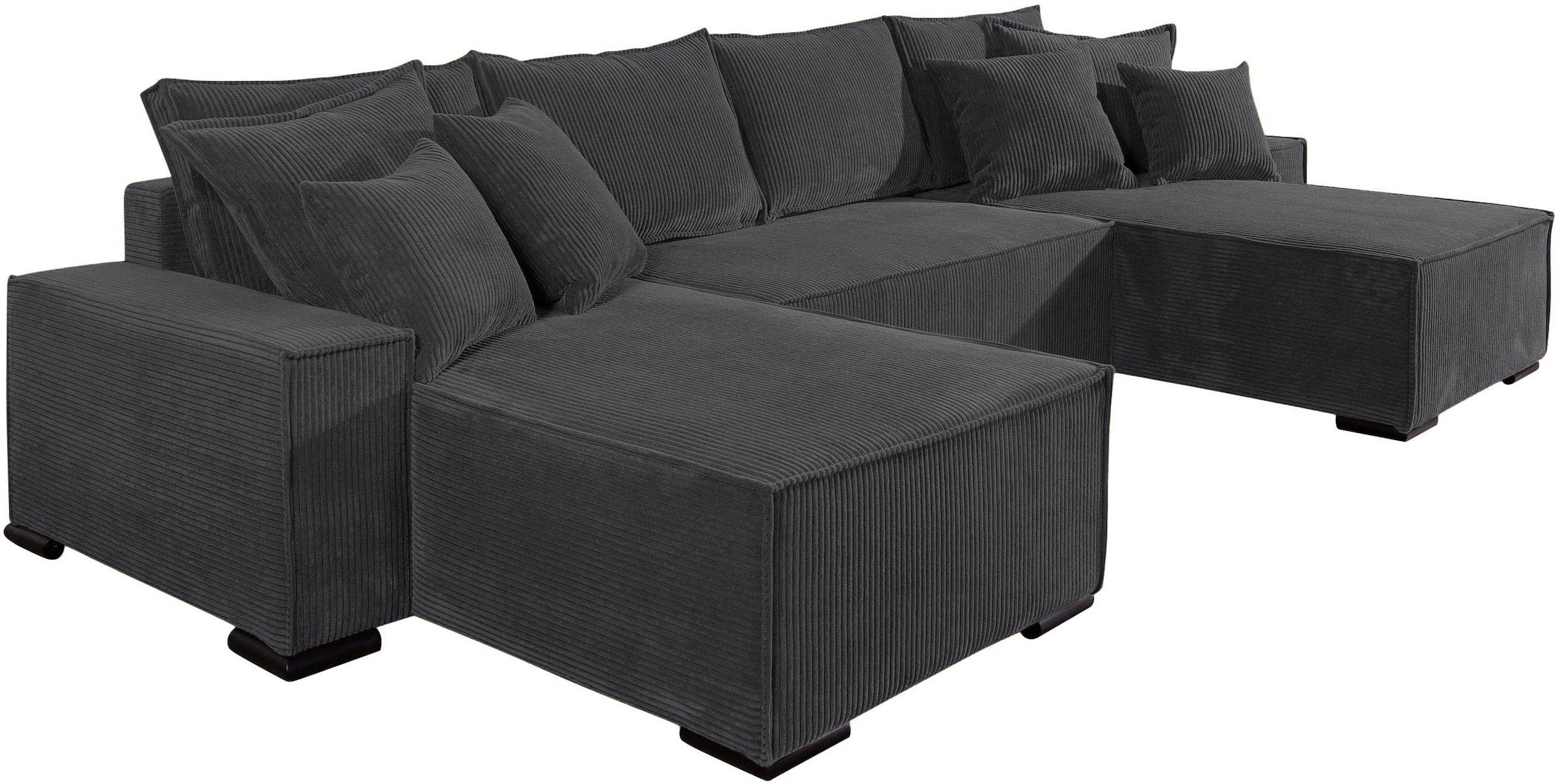 COLLECTION AB Wohnlandschaft »Manhattan U-Form, B: 313 cm, in Breit- oder Normalcord« mit Bettfunktion, Bettkasten & Zierkissen, Federkern