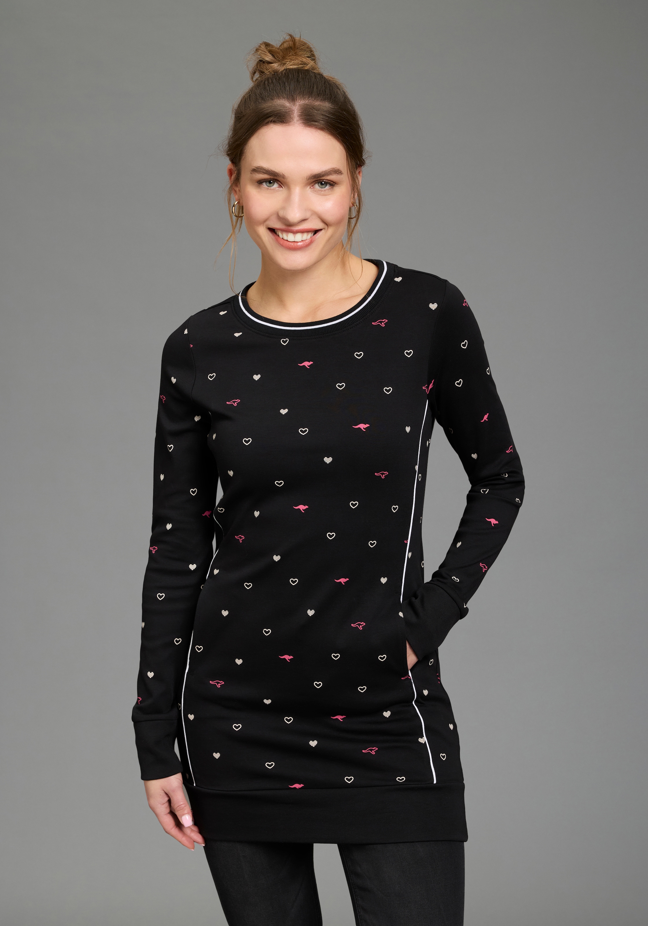 Image of KangaROOS Sweater, Langarm, figurbetont, aus Interlock-Baumwolle, mit Nahttaschen