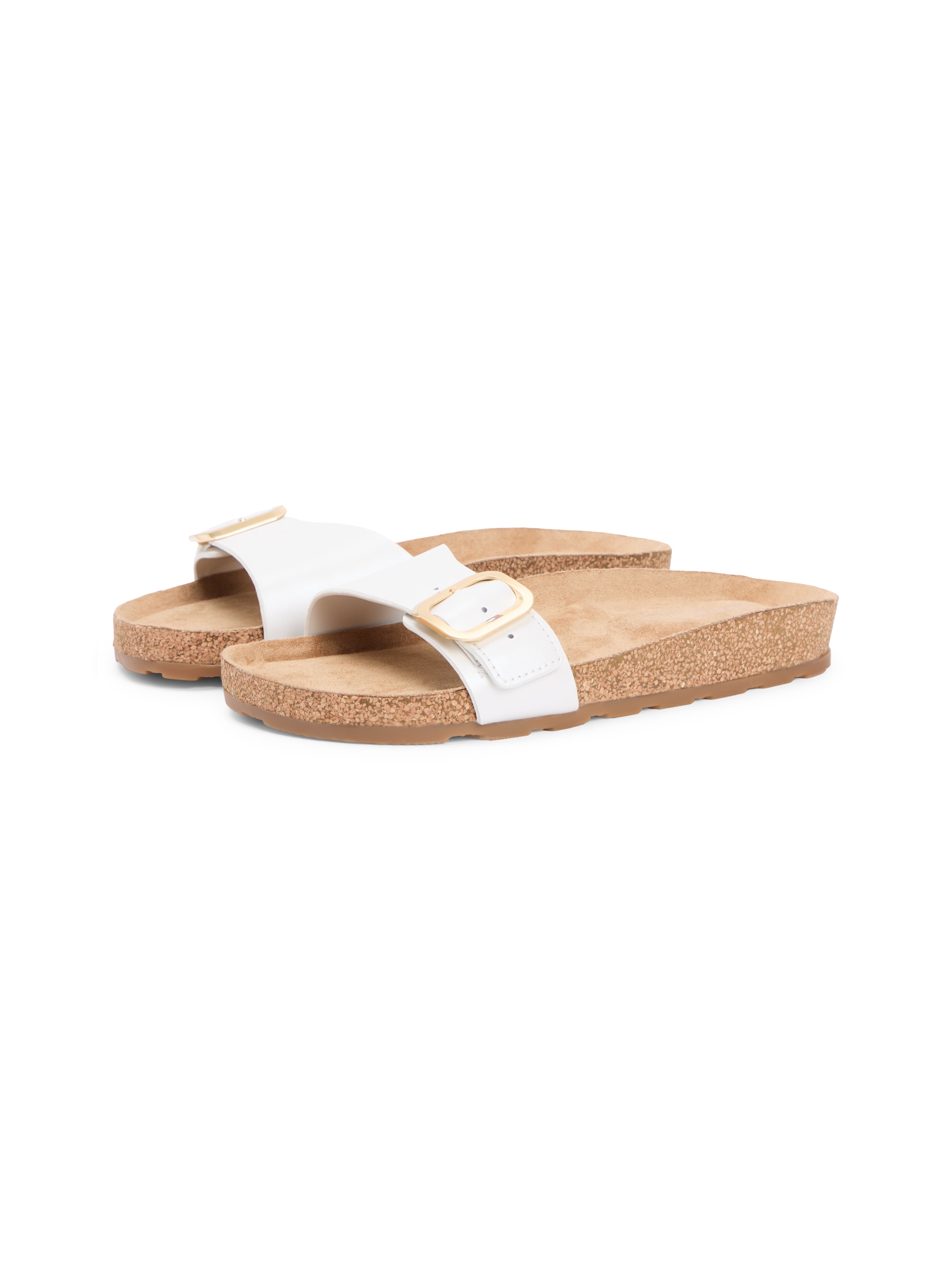 Tommy Hilfiger Pantolette »TH CLASSIC CORK SANDAL PEARL LTH«  Strandschuh, Pool Slides, Flat mit Logoemblem