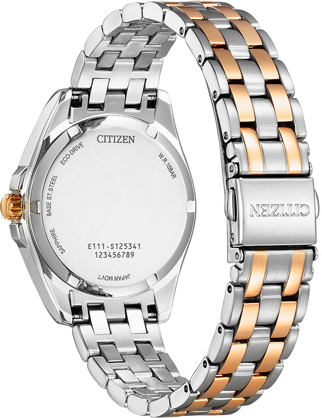Citizen Solaruhr, Armbanduhr, Damenuhr, Edelstahlarmband, bis 10 bar wasserdicht, Datum