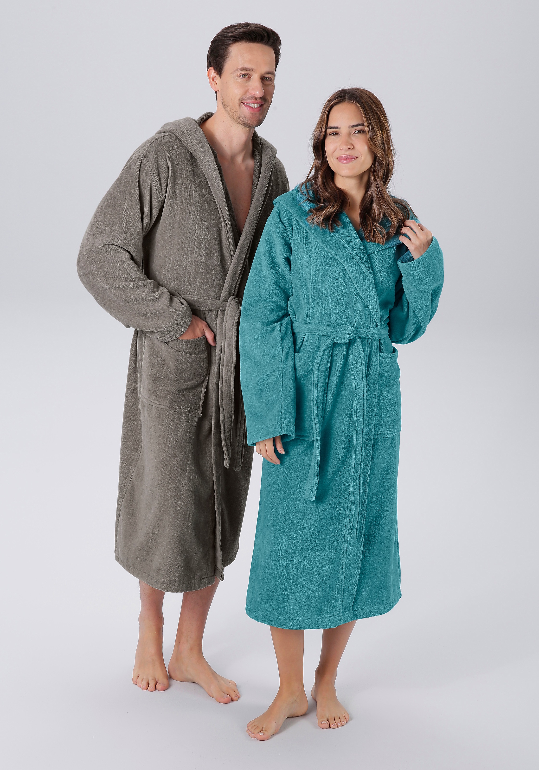 my home Unisex-Bademantel »Regona, ideal für Sauna & Spa, Hotelbademantel, Morgenmantel«, (1 St.), für Damen & Herren, mit Taschen, flauschig und weich, Velours