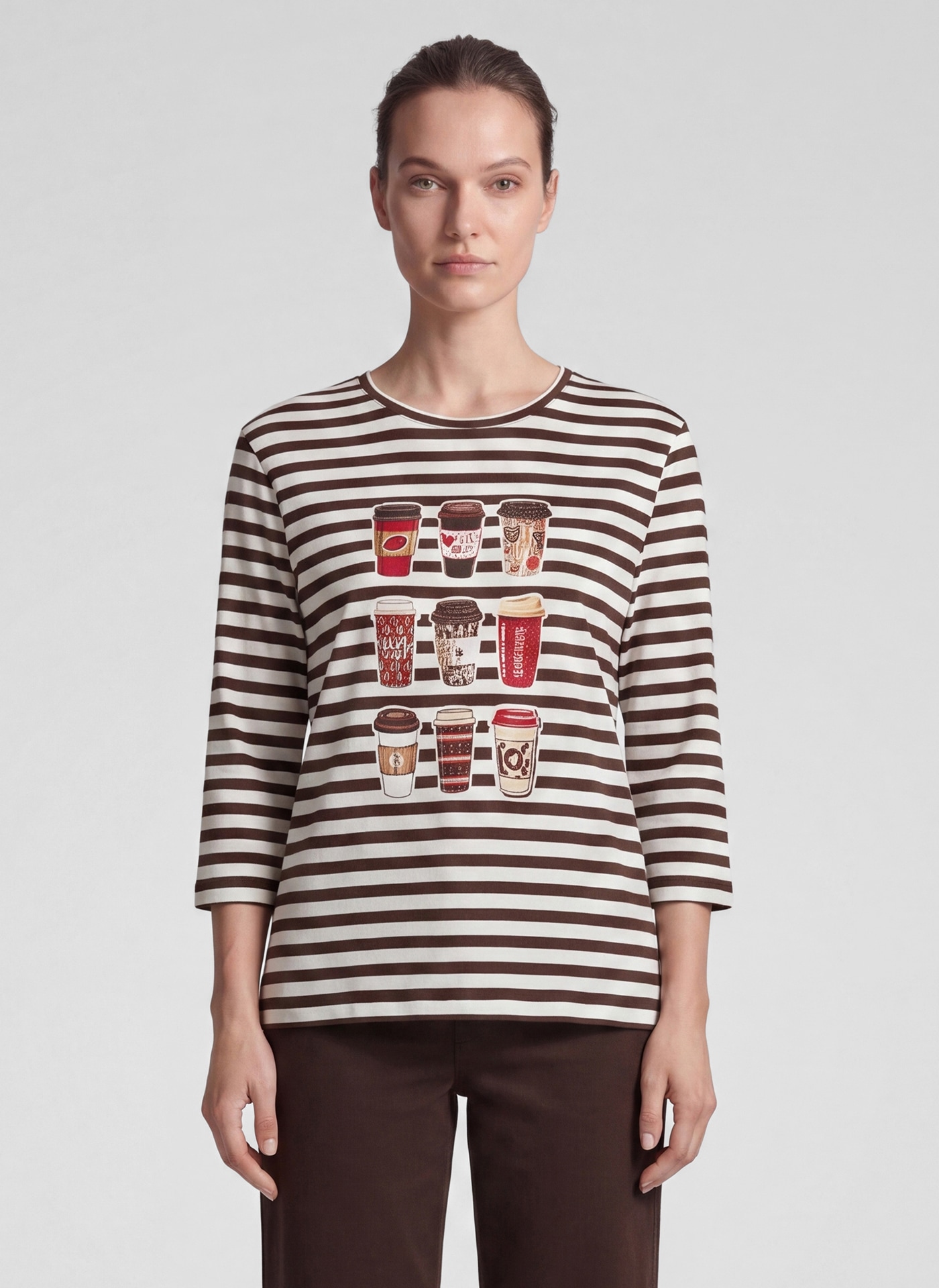 Image of Rabe 3/4-Arm-Shirt mit Streifen-Muster - Print und Glitzersteinen