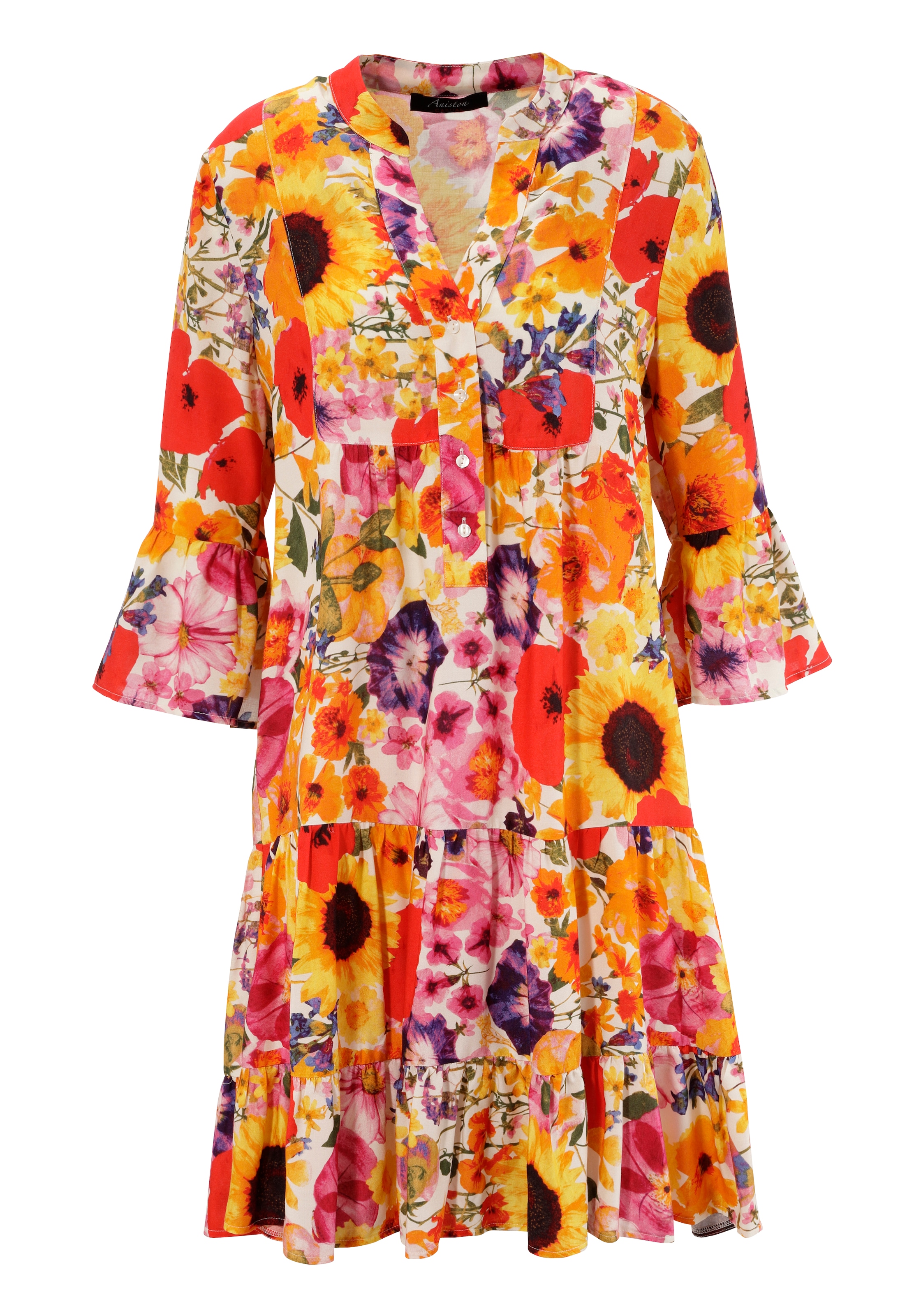 Aniston CASUAL Tunikakleid, farbenfrohem, versandkostenfrei Blumendruck KOLLEKTION mit NEUE grossflächigem auf 