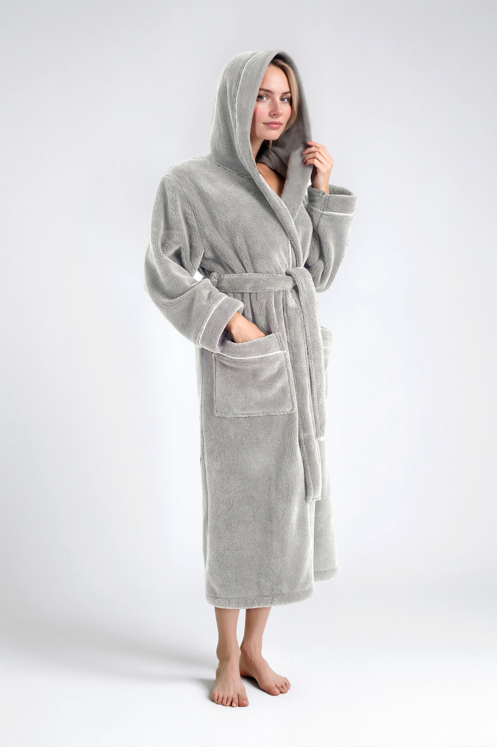 my home Unisex-Bademantel »Lillou, ideal für Sauna & Spa, Hotelbademantel, Morgenmantel« 1 Stk. kuschelig weicher Fleece, plüsch, für Damen und Herren, XS-3XL