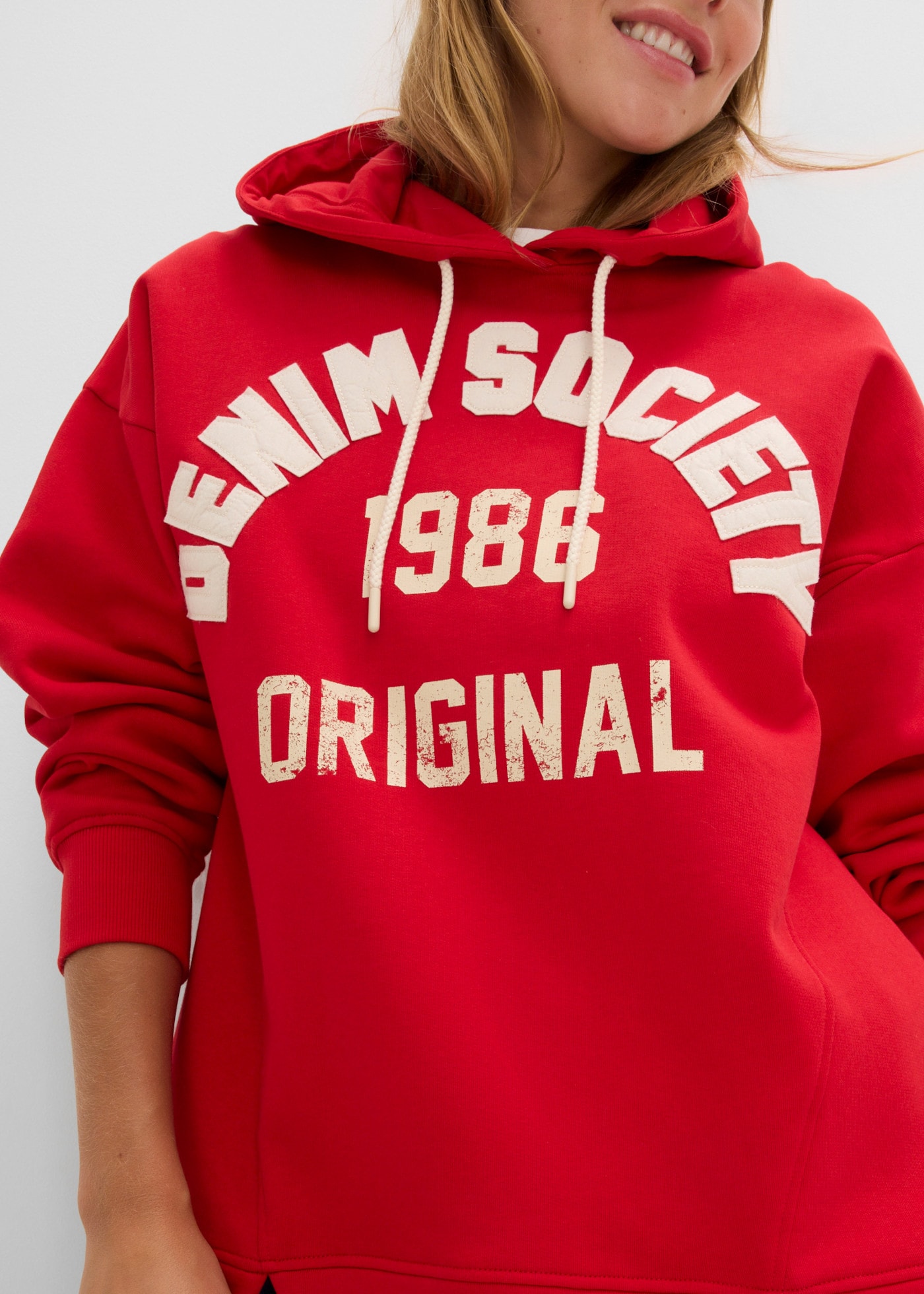 bonprix Hoodie , Oversize-Passform, mit Druck, Langarm, aus Baumwolle, im Casual-Stil

