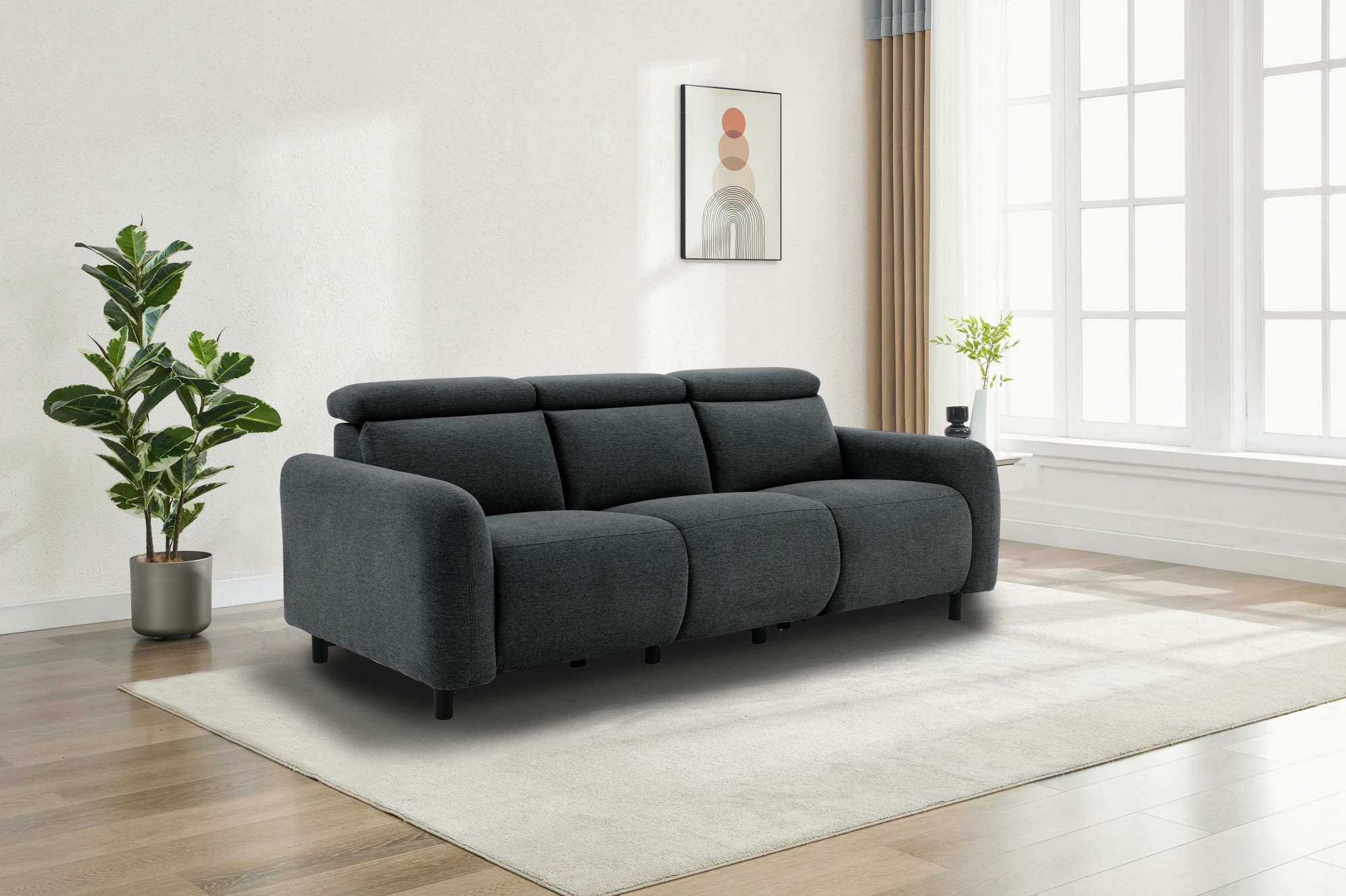 Home affaire 3-places »SKAANE Struktur-Sofa, 229 cm, manuelle-u. elektrische Relaxfunktion« Relax-Funktion in 2 Sitzen, Kopfteilverstellung, Federkernpolsterung
