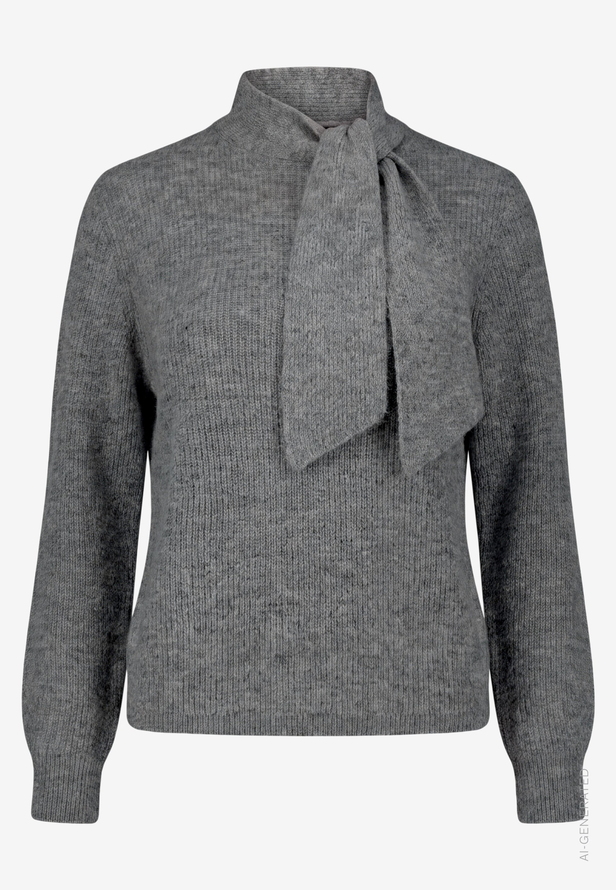 Zero Strickpullover mit Stehkragen und Binde-Detail / mit Wolle