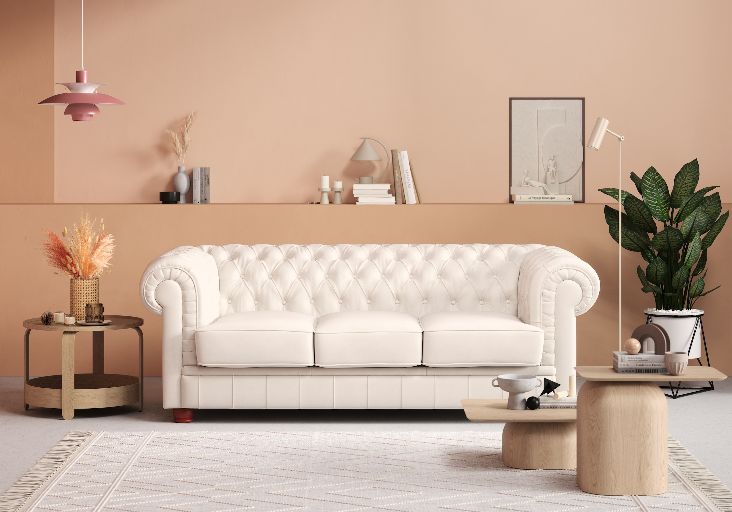 Max Winzer® Chesterfield-Sofa »Kent edel und bequem, tolle Detailverarbeitung, komfortable Armlehnen«, 3-Sitzer mit aufwendiger Knopfheftung, Breite 205 cm
