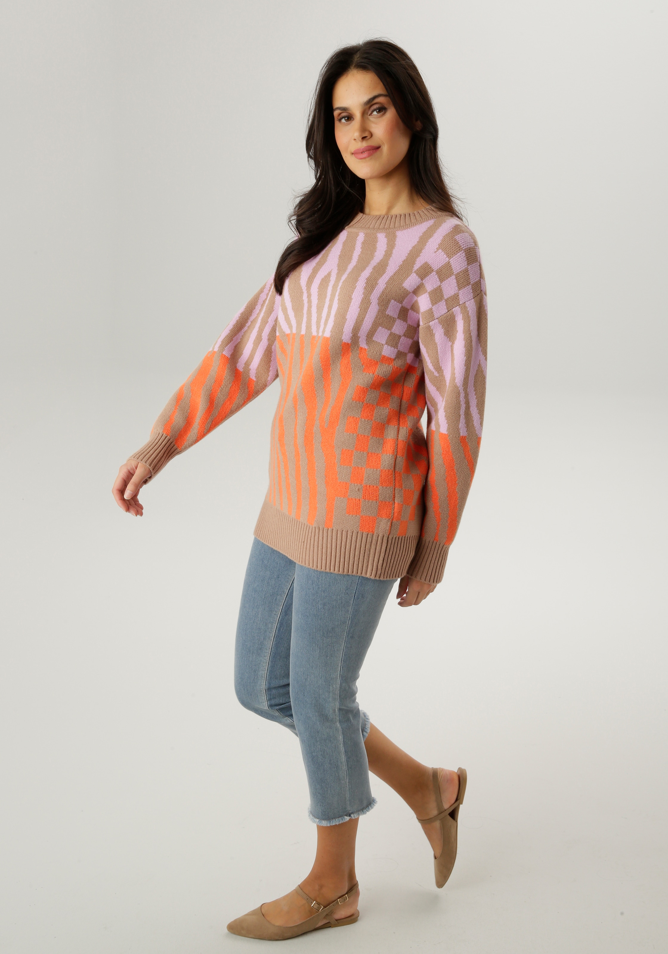 Aniston SELECTED Strickpullover mit fantasievoller Animal-Musterung - NEUE KOLLEKTION