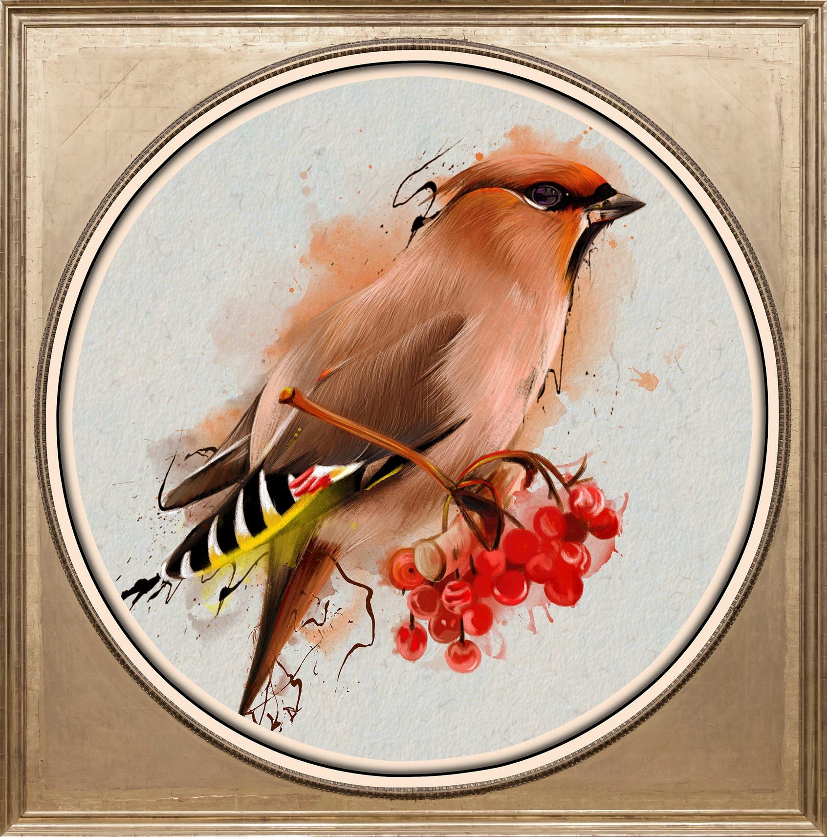 Image of queence Acrylglasbild "Bunter Vogel I" Gemälde Kunst Obst Vogelbilder Vögel Fine Art-Print in Galeriequalität