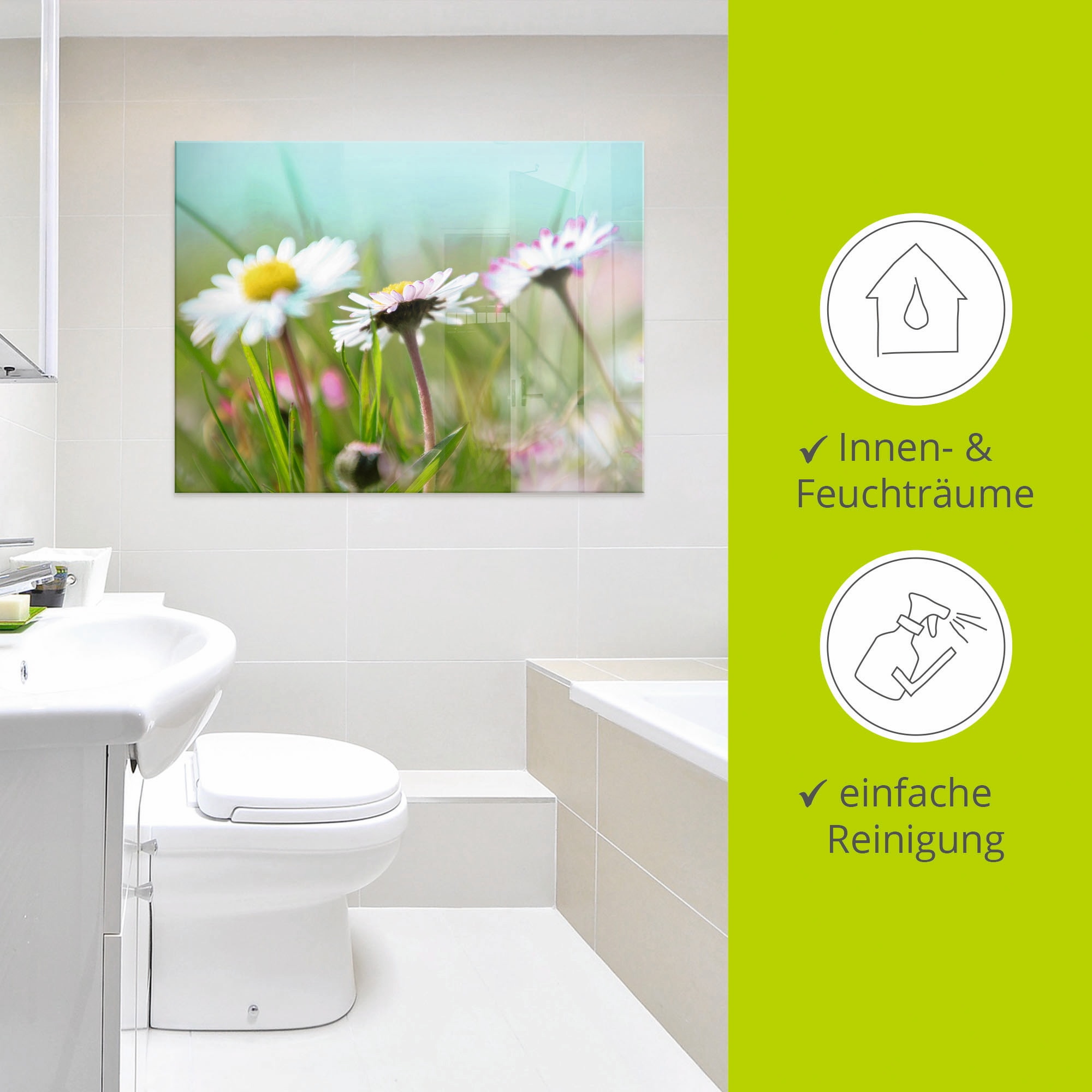 Artland Tableau en verre »Gänseblümchen Romantik« 1 cuis tlg. in verschiedenen Grössen