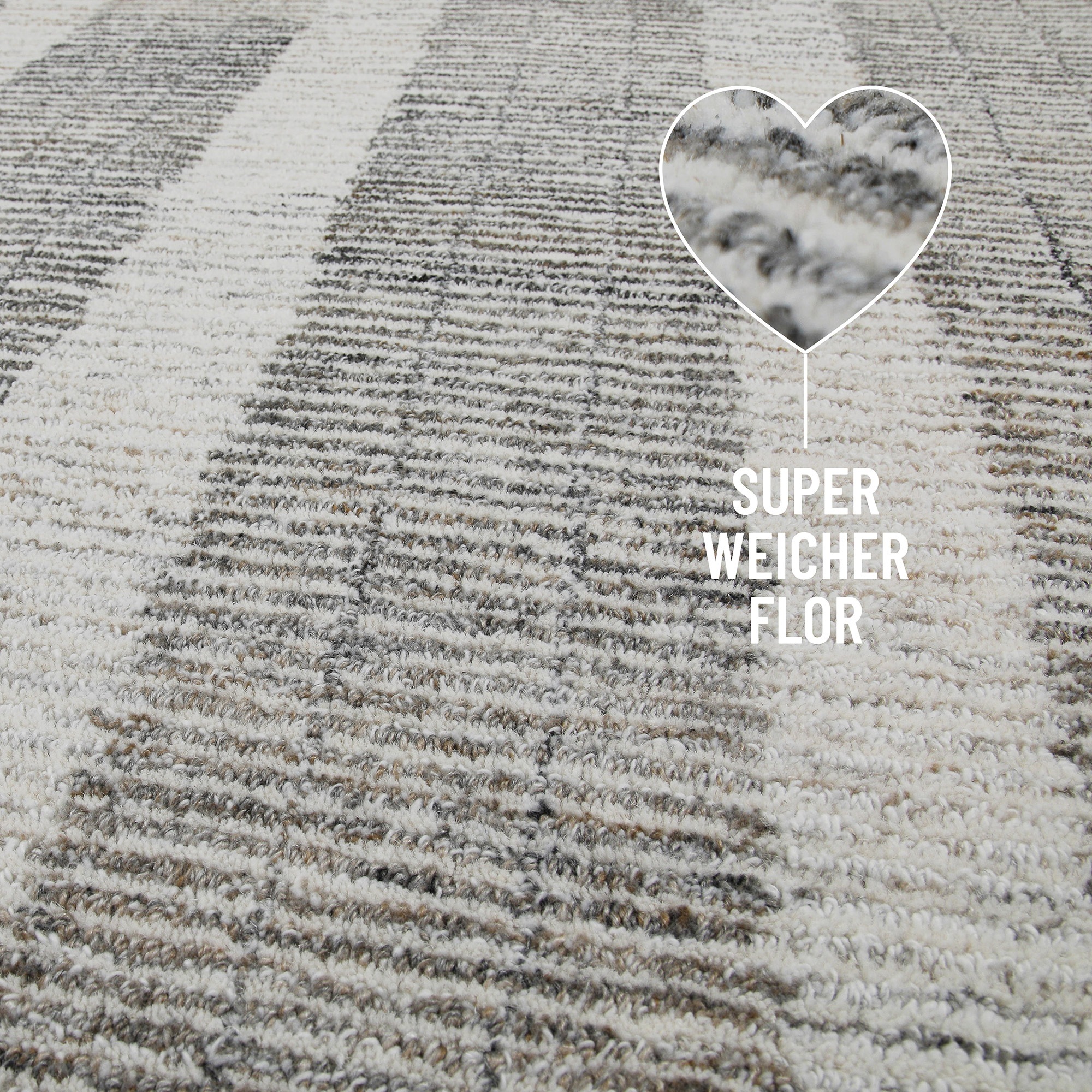 Wecon home Teppich »Hamptons FORTY«, rechteckig, 11 mm Höhe, Läufer, Fasermix, Kurzflor, Wohnzimmer, Schlafzimmer, Streifen Muster