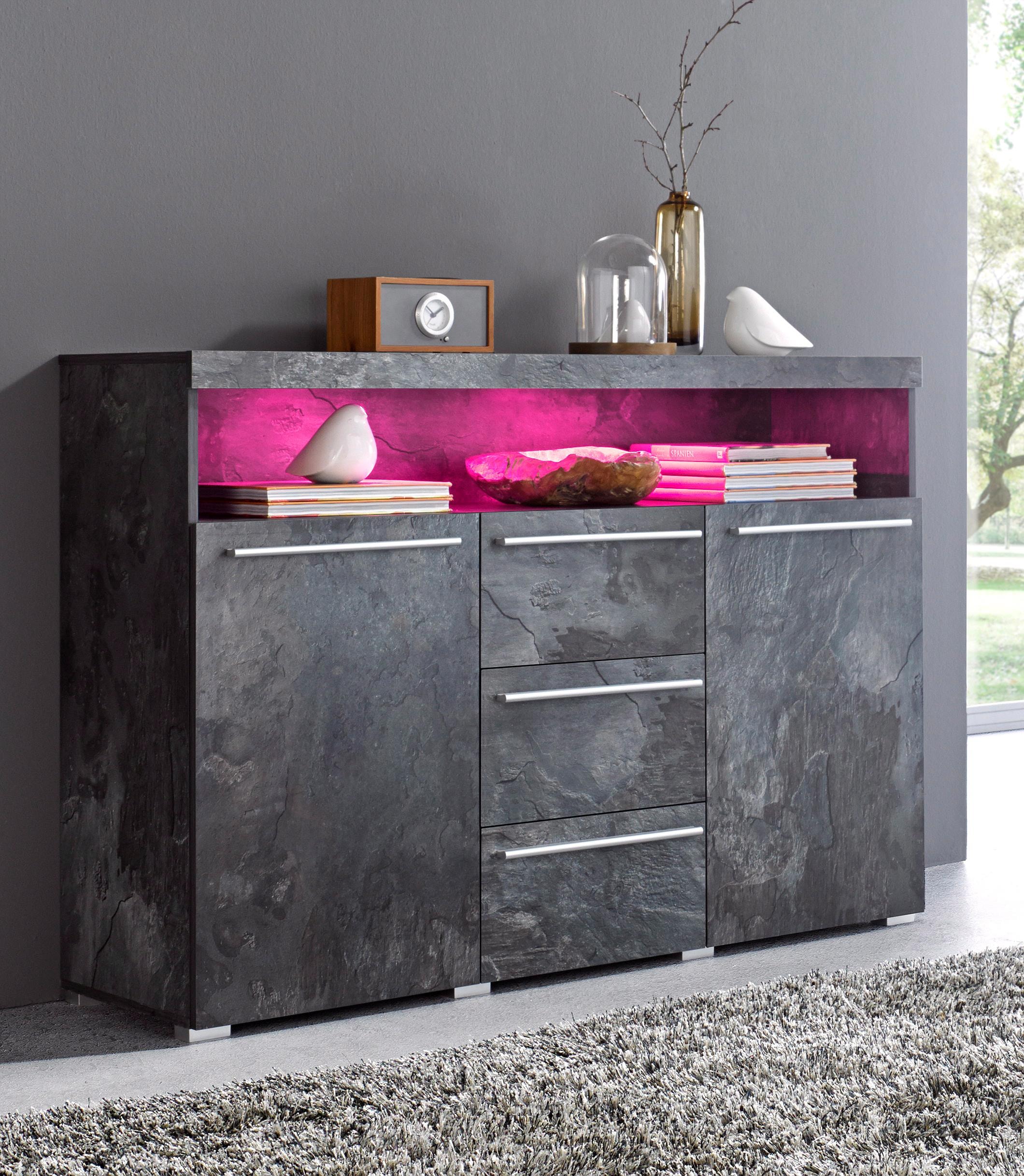 INOSIGN Sideboard »India,Breite 132cm stilvolle Anrichte mit 2Türen, 3 Schubladen«, Kommode viel Stauraum, Einlegeböden verstellbar,ohne Beleuchtung