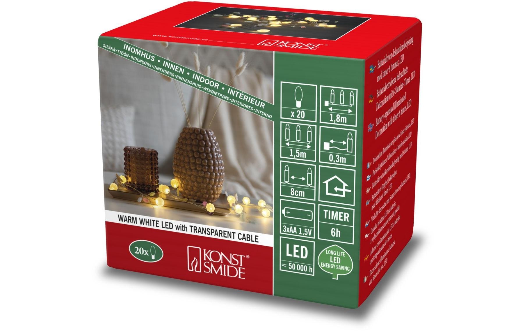 KONSTSMIDE Guirlande lumineuse LED »Blätter/Beeren 20 Lampen«