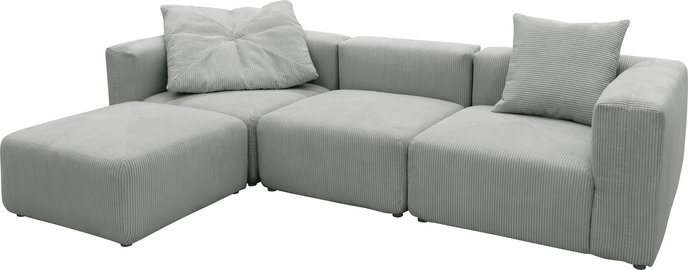 RAUM.ID Ecksofa »Gerrid L-Form«, Cord-Bezug, Modulsofa, bestehend aus Eck- und Mittelelement + Hocker