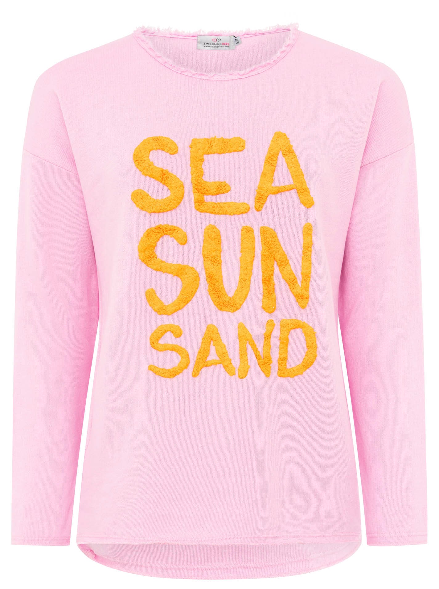 Zwillingsherz Sweater »"Sea Sand Sun"«, Mit grosser Flock-Aufschrift in auffälliger Farbe